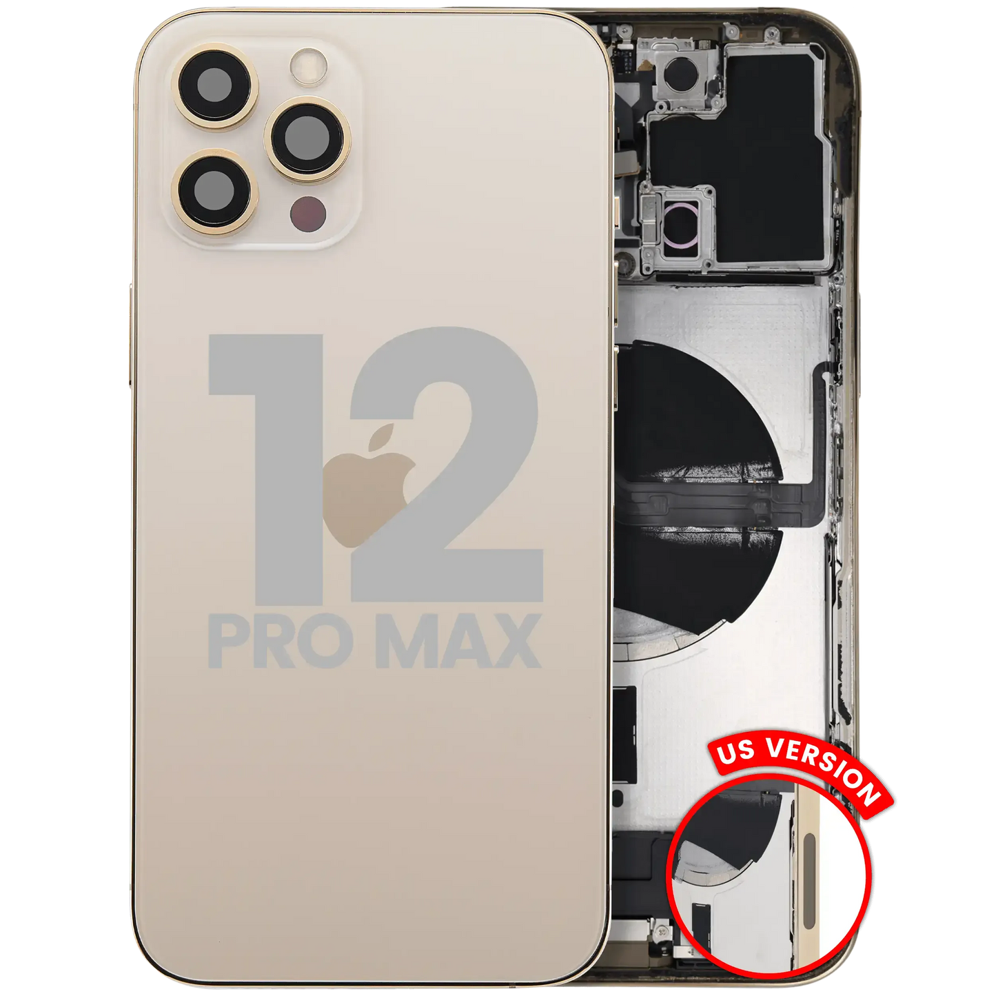 Back Housing W/ Charging Port Flex & Small Parts For iPhone 12 Pro Max (US Version) (Used OEM) (Pull) (Gold)