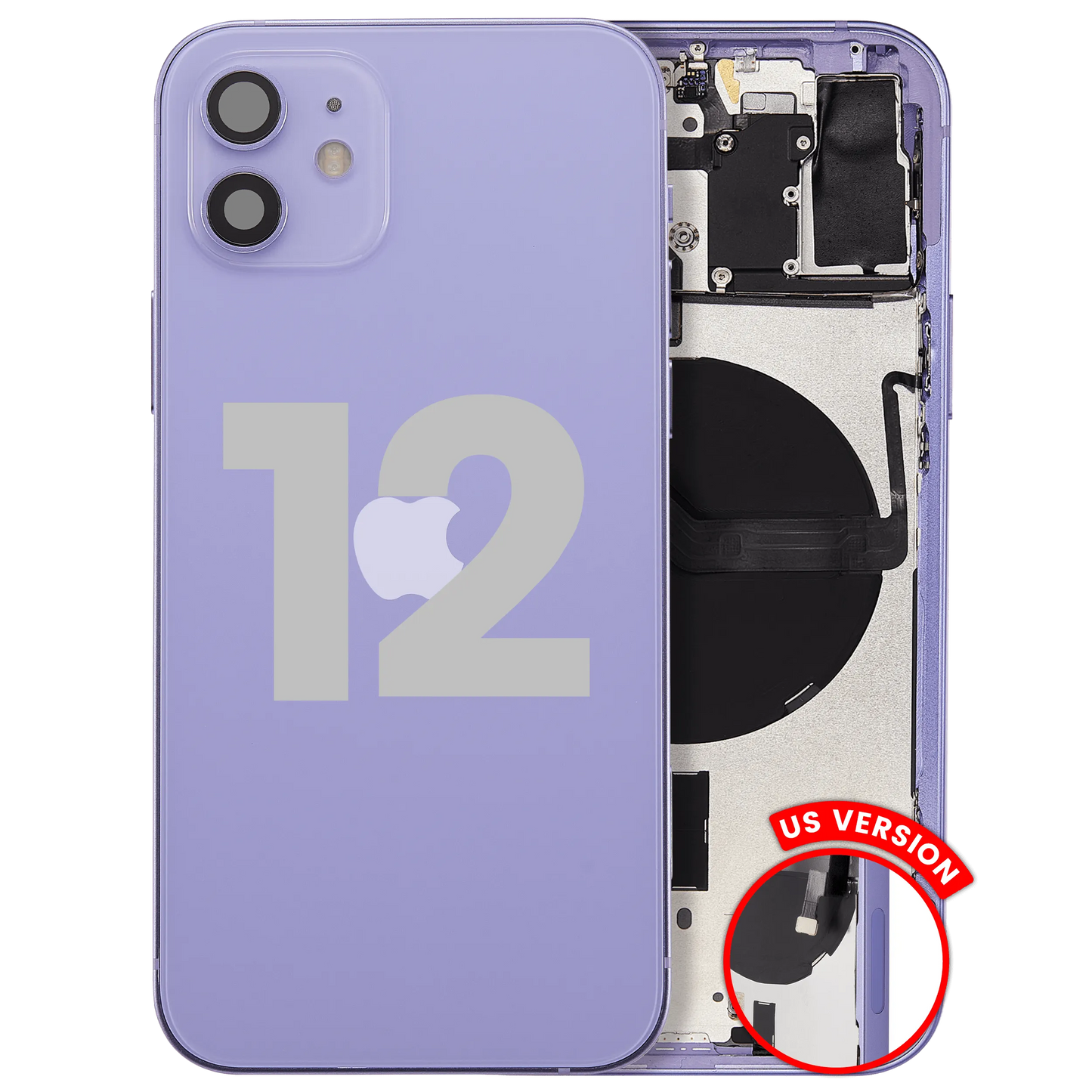 Back Housing W/ Small Parts For iPhone 12 (US Version) (Pull) (Purple)