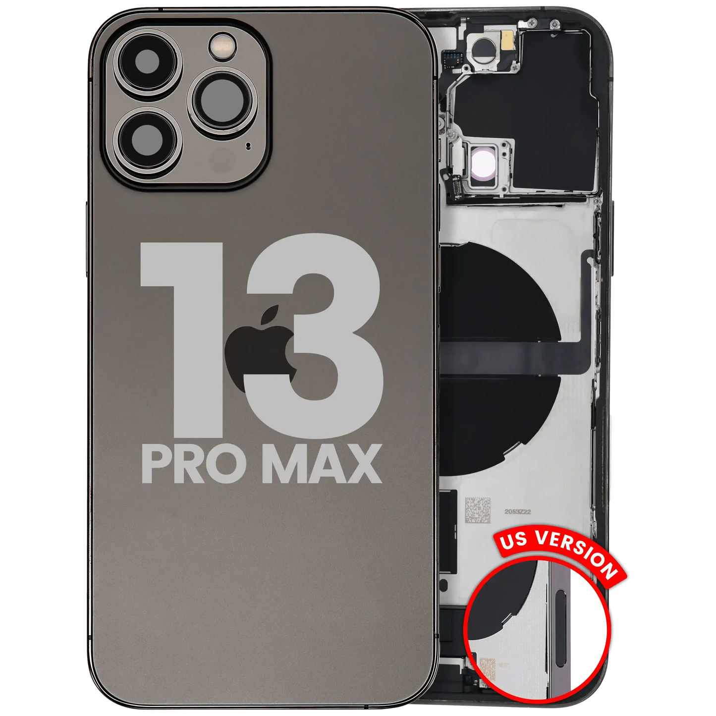 Back Housing W/ Charging Port Flex & Small Parts For iPhone 13 Pro Max (US Version) (Used OEM) (Pull) (Graphite)