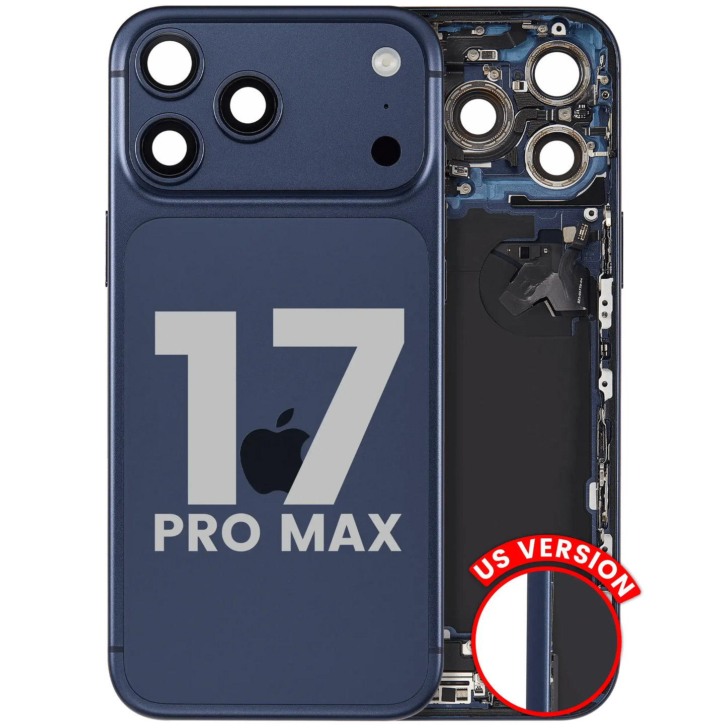 Back Housing W/ Charging Port Flex & Small Parts For iPhone 17 Pro Max (US Version) (Pull) (Deep Blue)