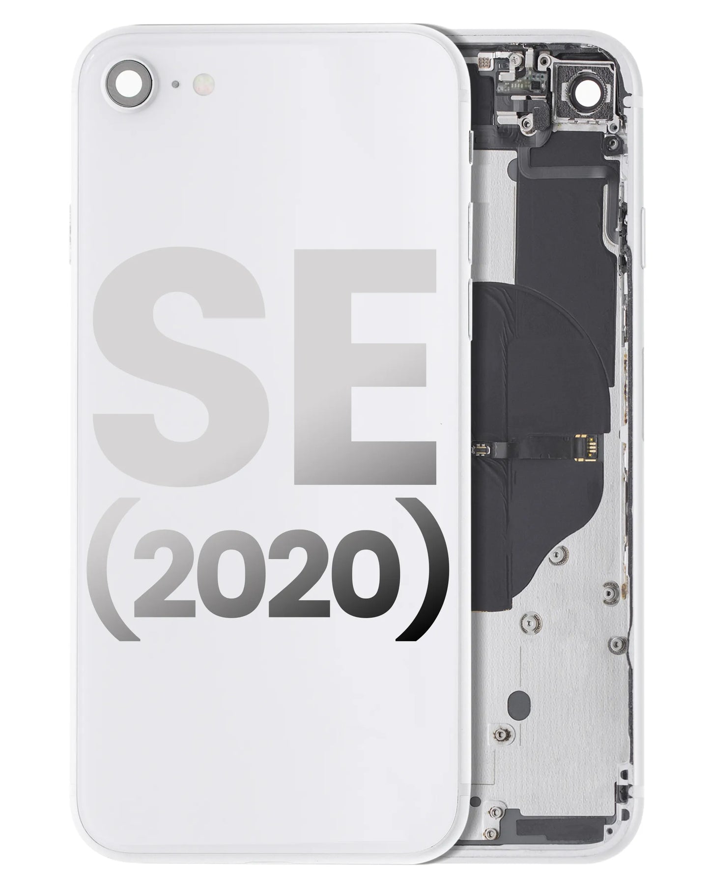 Back Housing W/ Small Components Pre-Installed For iPhone SE (2020) (Used OEM) (Pull) (White)