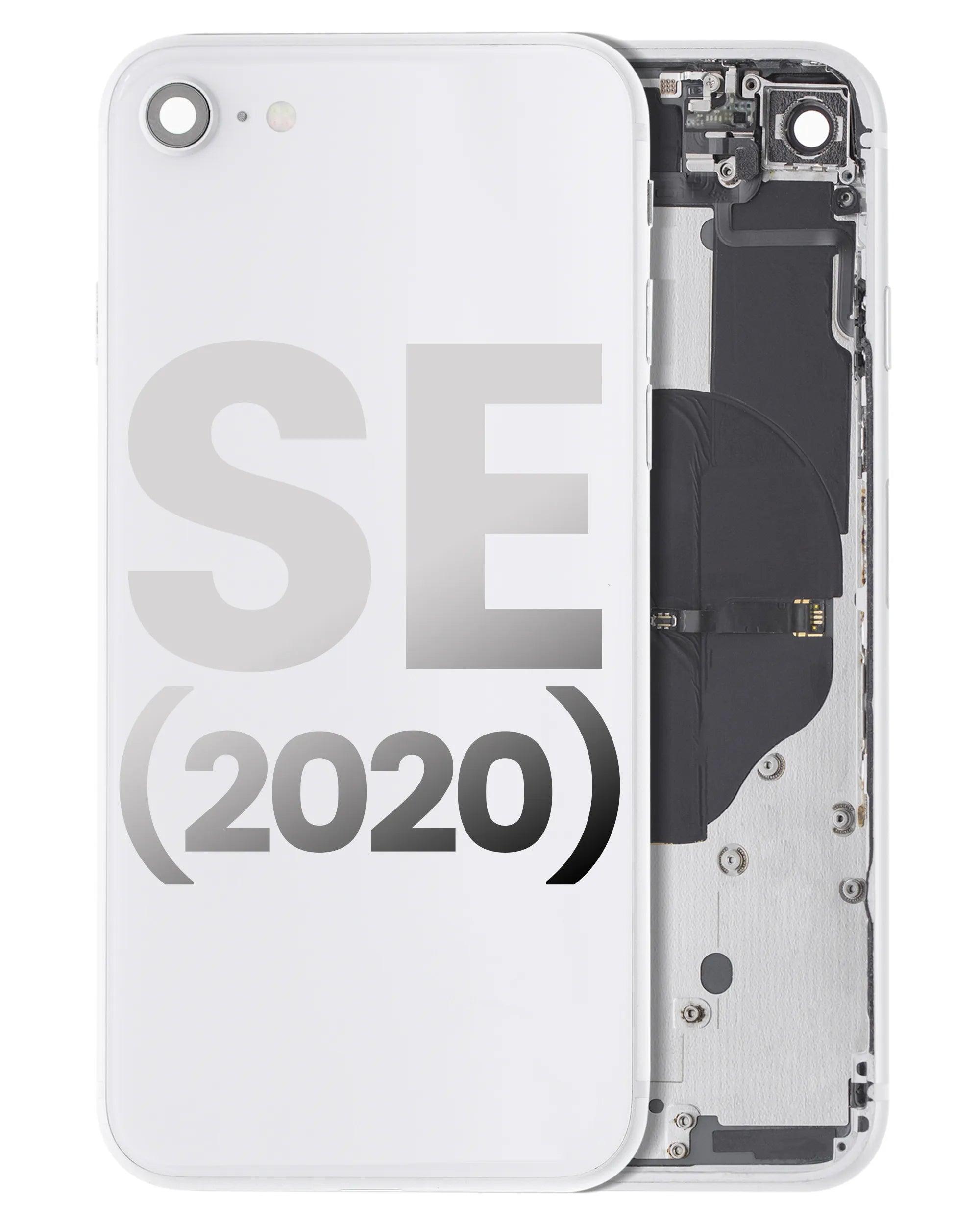 Back Housing W/ Small Components Pre-Installed For iPhone SE (2020) (Used OEM) (Pull) (White)