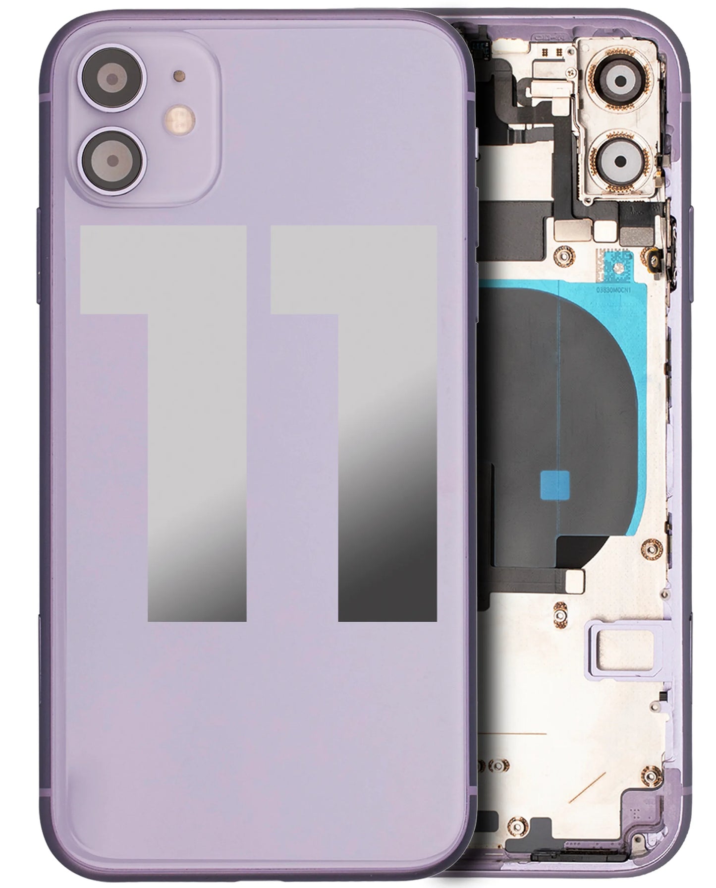 Back Housing W/ Small Components Pre-Installed For iPhone 11 (Used OEM) (Pull) (Purple)