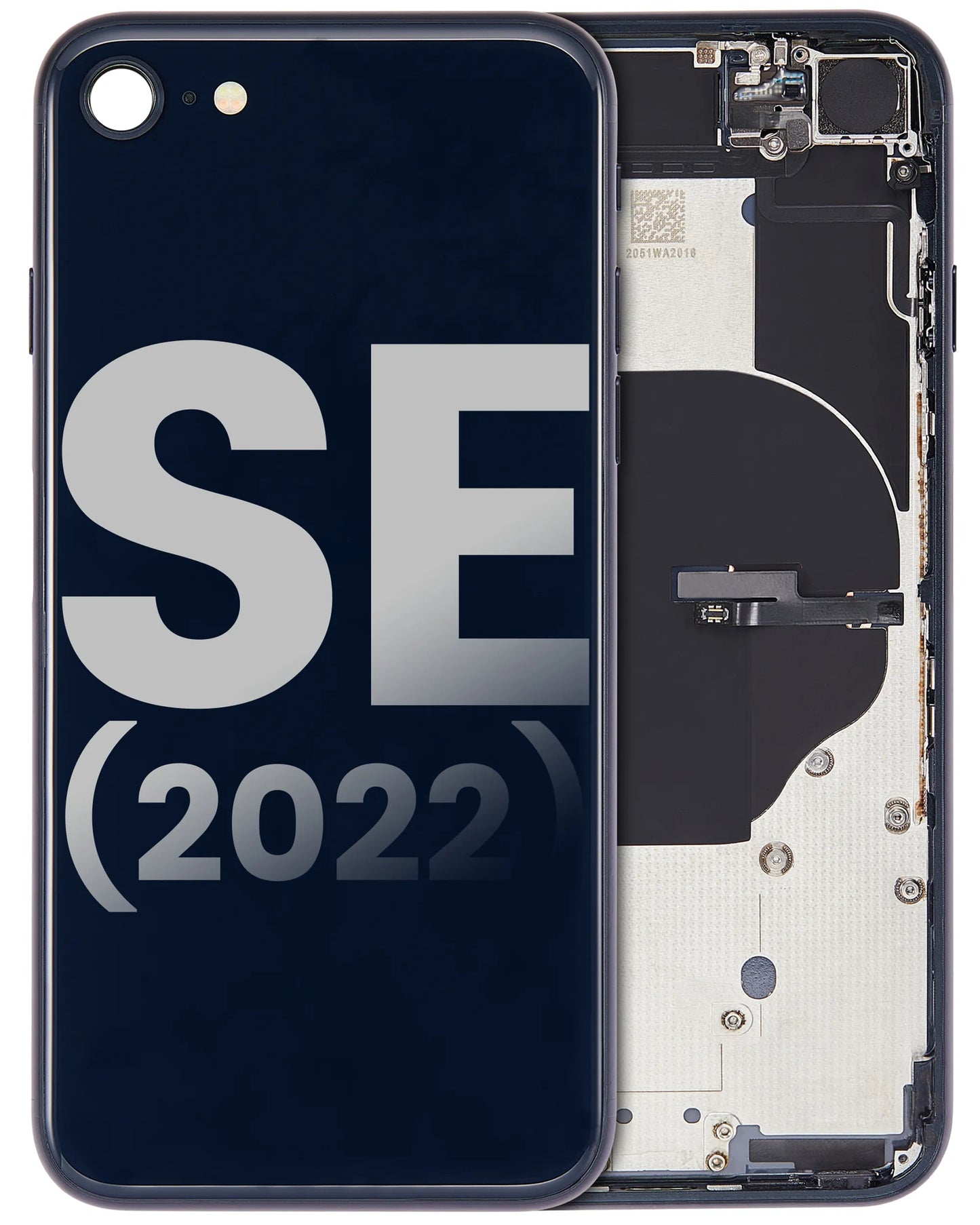 Back Housing W/ Small Components Pre-Installed For iPhone SE (2022) (Pull) (Midnight)