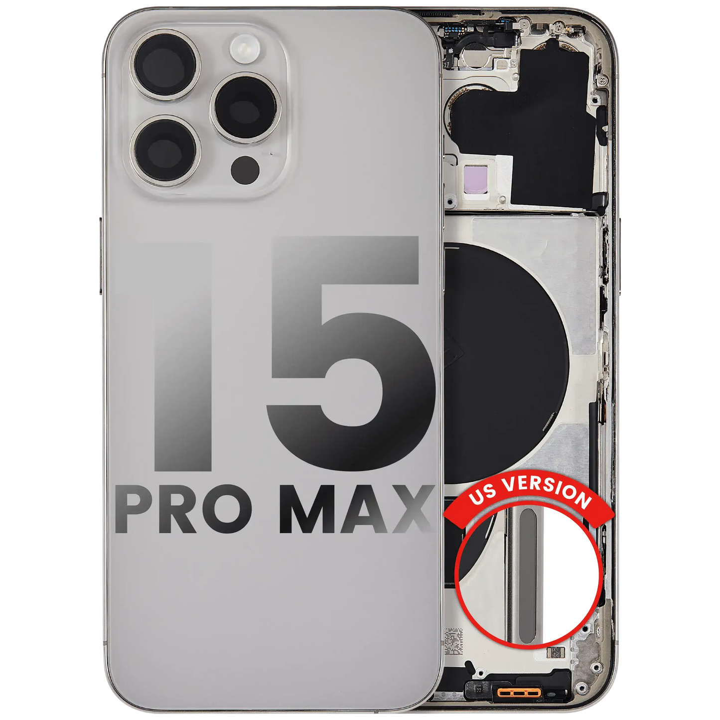 Back Housing W/ Small Parts For iPhone 15 Pro Max (US Version) (Pull) (Natural Titanium)
