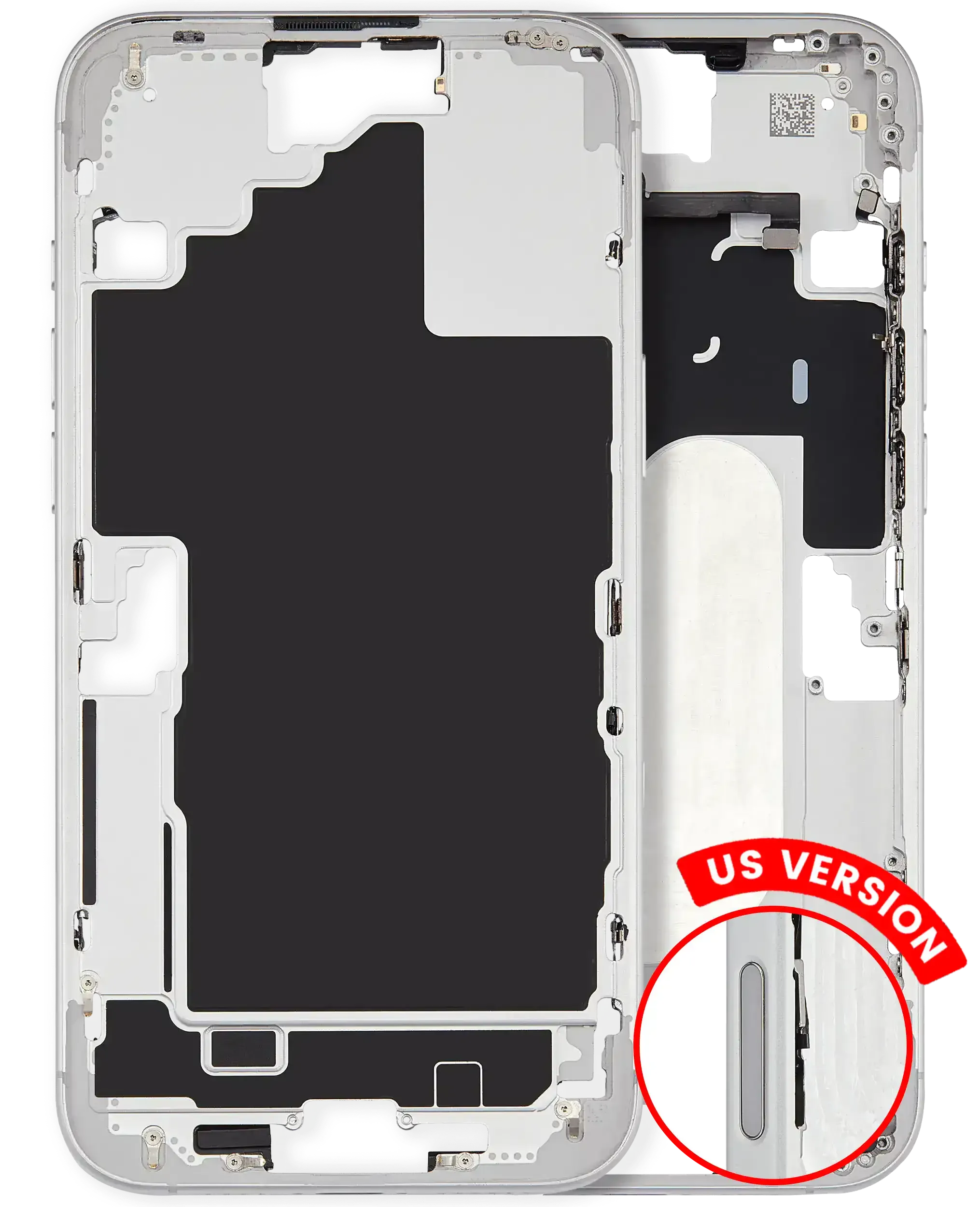 Mid-Frame Housing W/ Small Parts For iPhone 16 Plus (US Version) (Pull) (White)