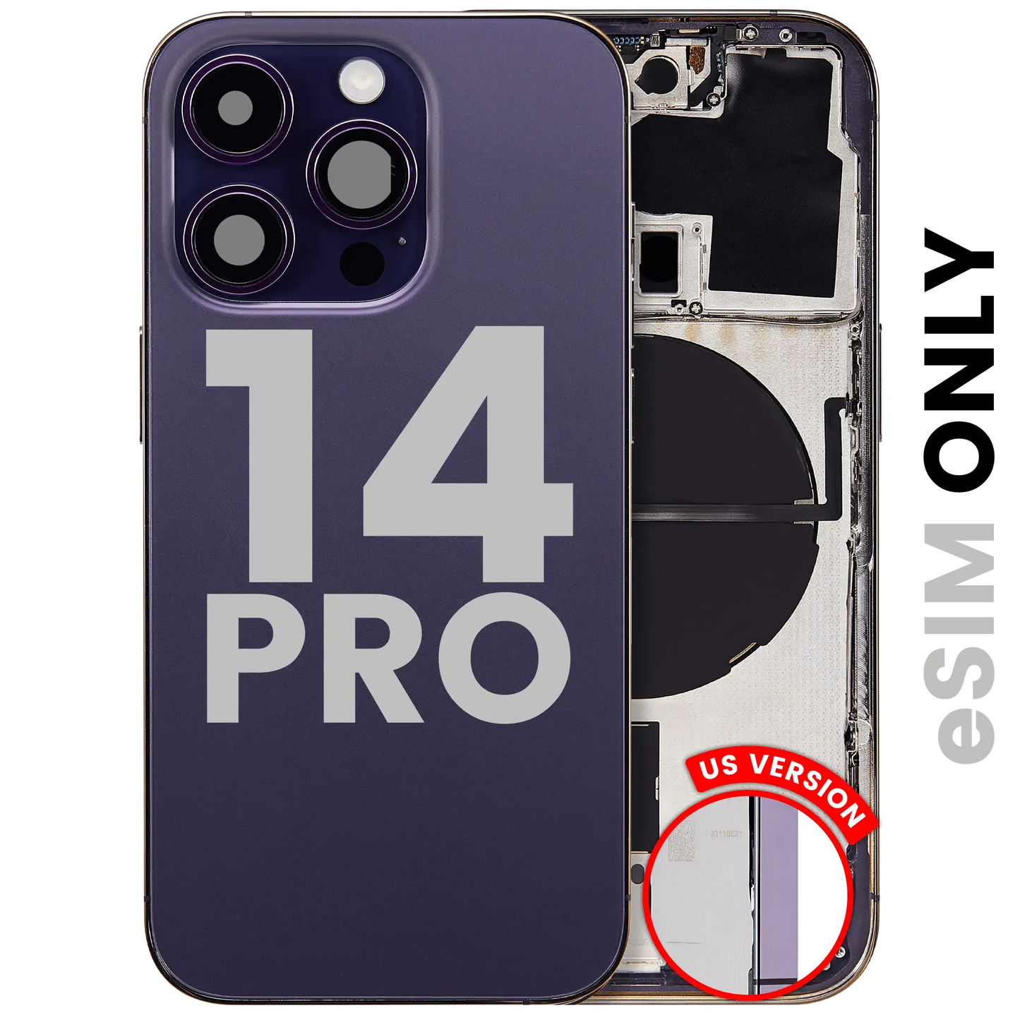 Back Housing W/ Small Parts For iPhone 14 Pro (US Version) (Pull) (Deep Purple)