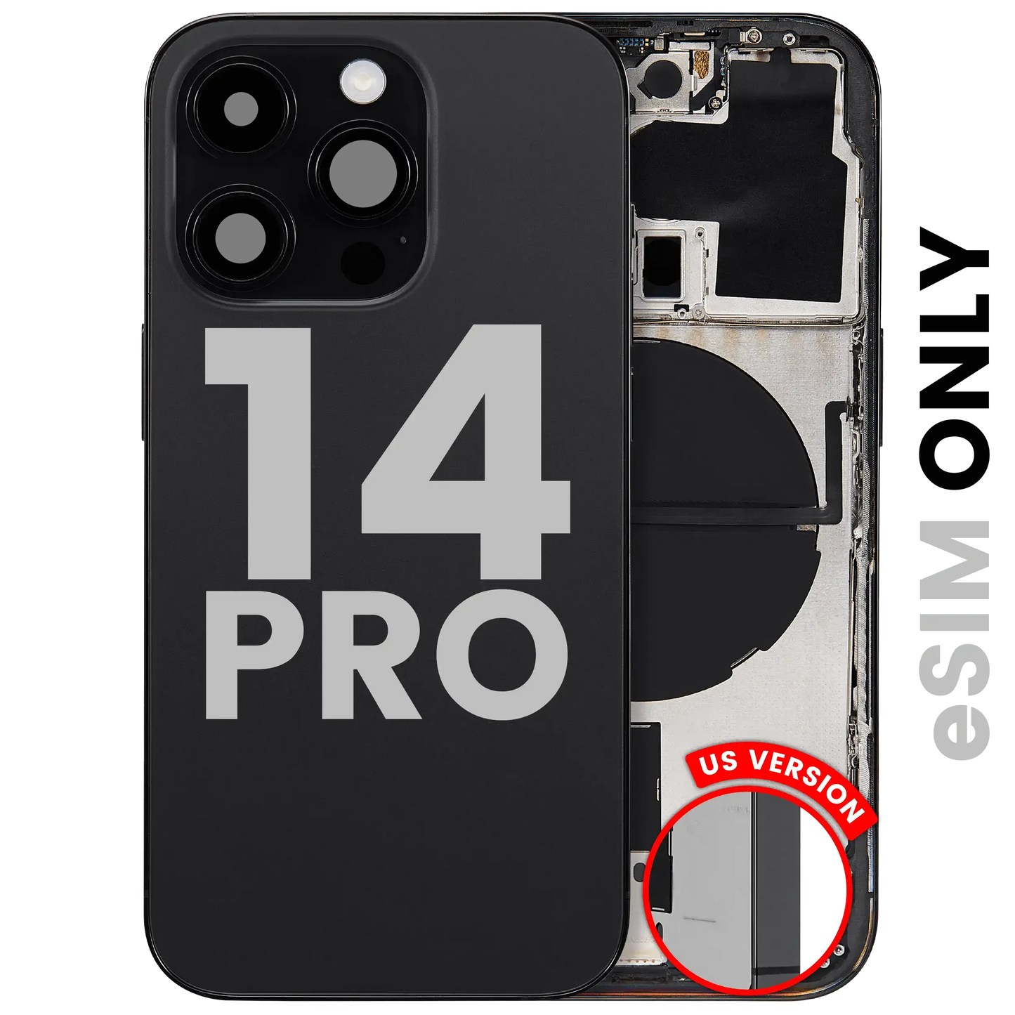 Back Housing W/ Small Parts For iPhone 14 Pro (US Version) (Pull) (Space Black)