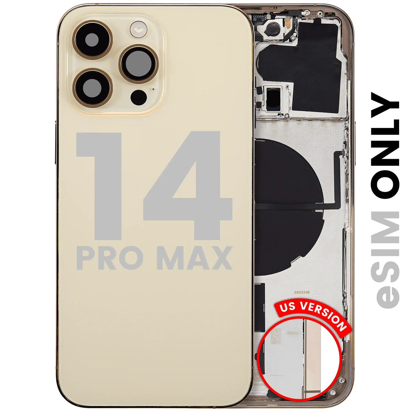 Back Housing W/ Small Parts For iPhone 14 Pro Max (US Version) (Pull) (Gold)