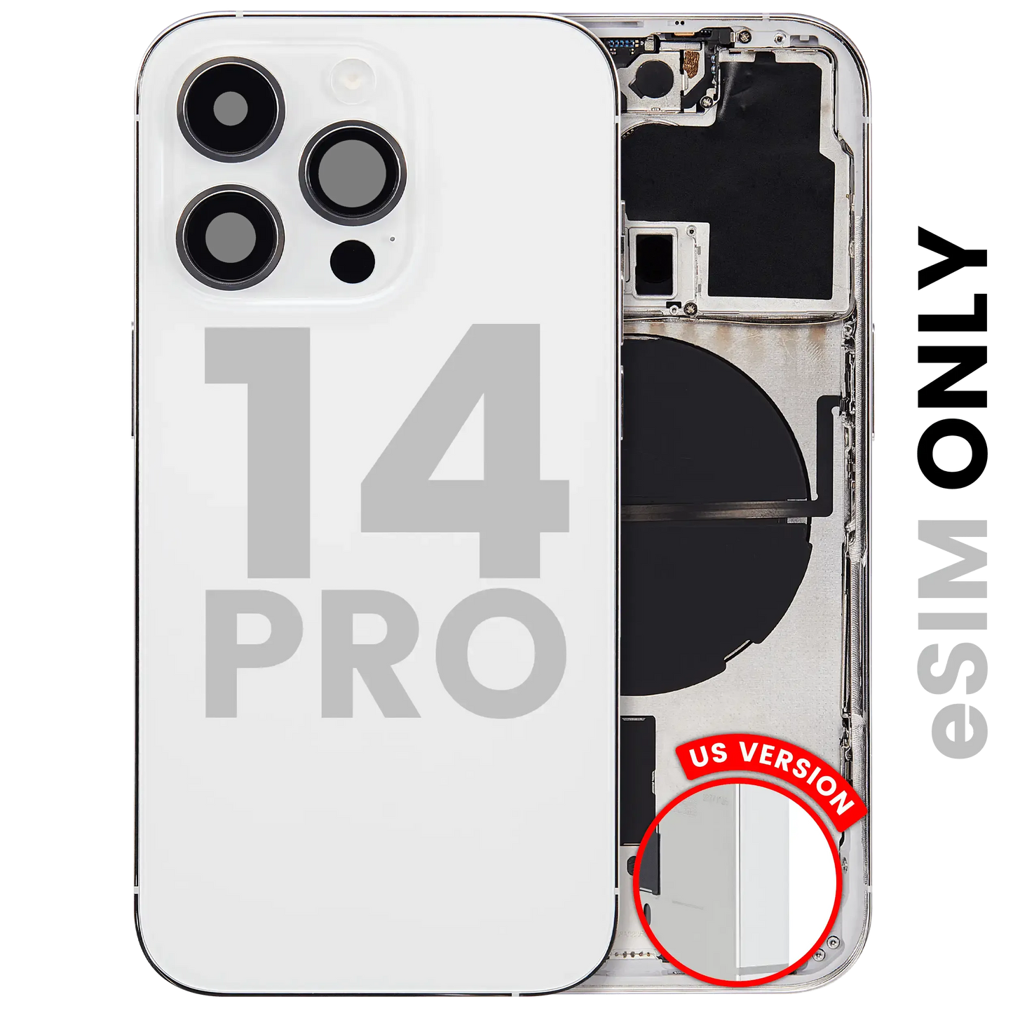 Back Housing W/ Small Parts For iPhone 14 Pro (US Version) (Pull) (Silver)