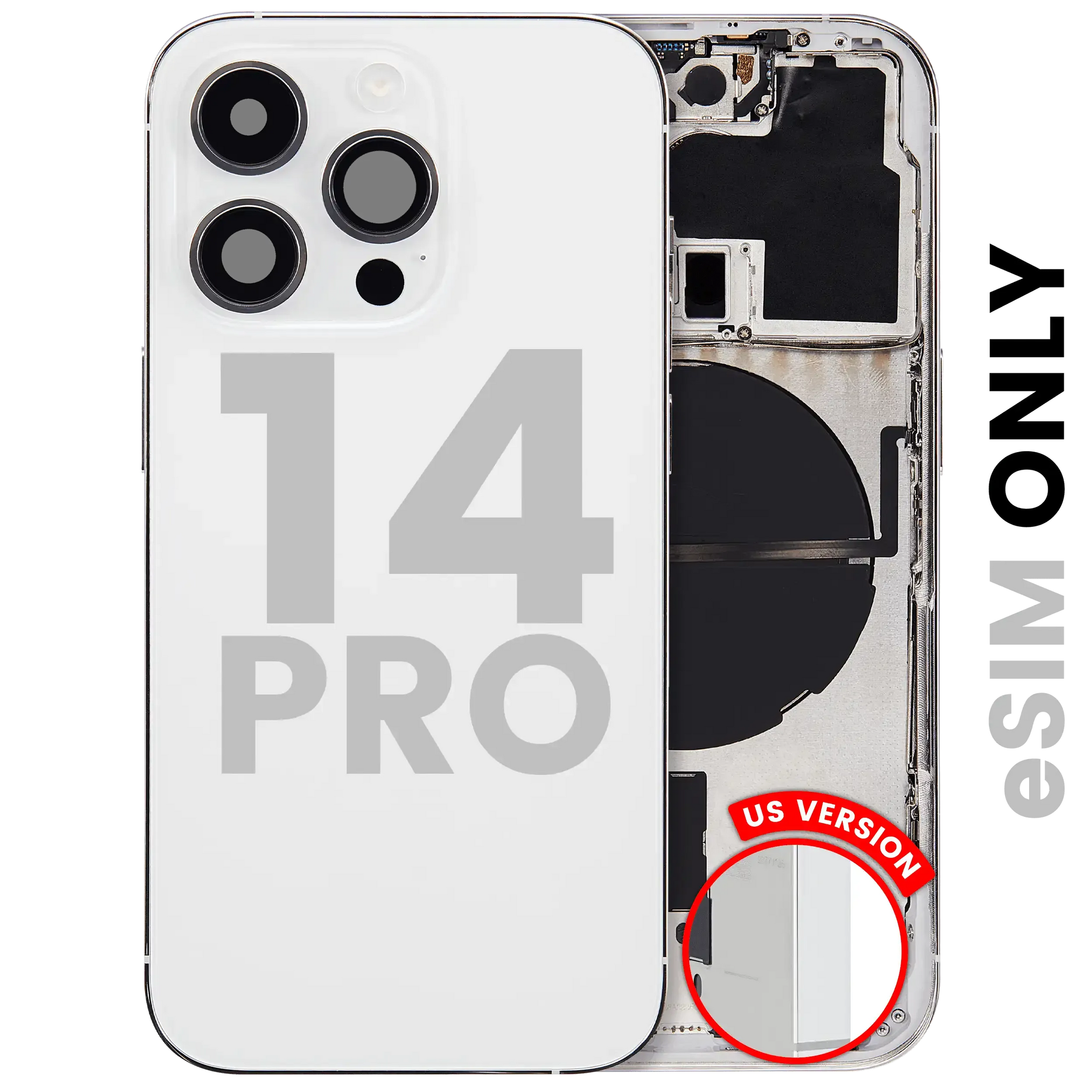 Back Housing W/ Small Parts For iPhone 14 Pro (US Version) (Pull) (Silver)