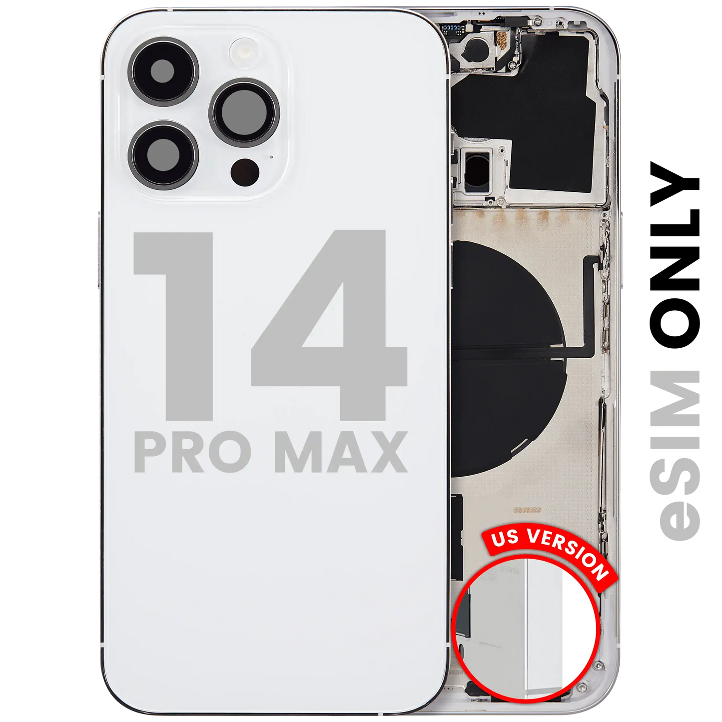 Back Housing W/ Small Parts For iPhone 14 Pro Max (US Version) (Pull) (Silver)