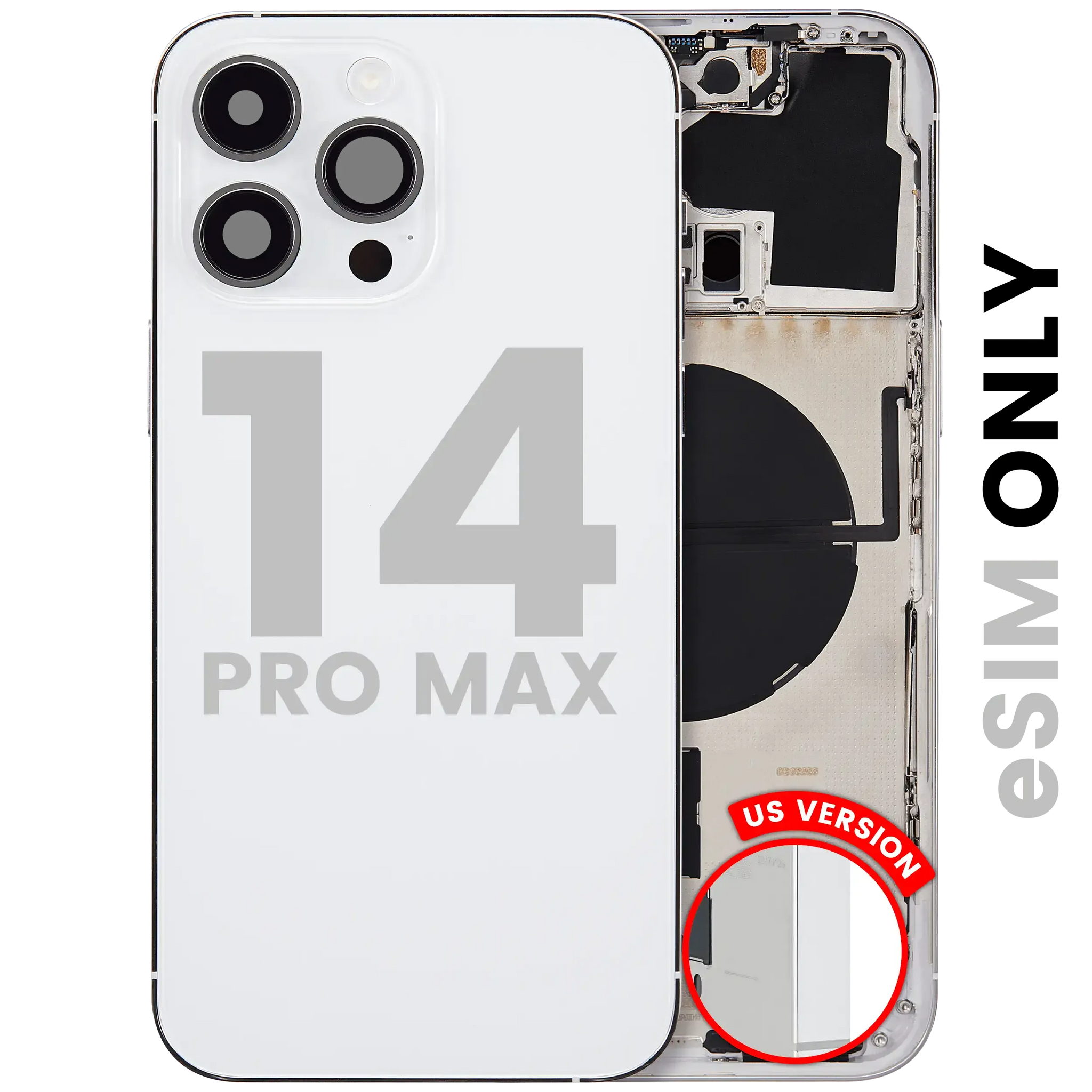 Back Housing W/ Small Parts For iPhone 14 Pro Max (US Version) (Pull) (Silver)