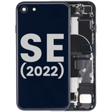 Back Housing W/ Charging Port Flex and Small Components Pre-Installed For iPhone SE (2022) (Used OEM) (Pull) (Midnight)