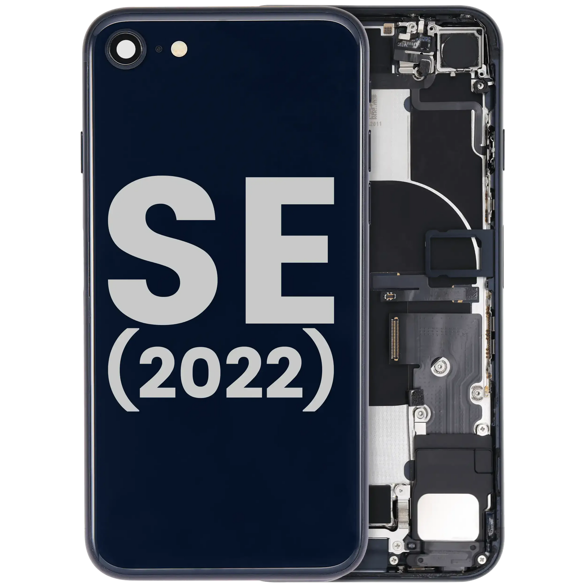 Back Housing W/ Charging Port Flex and Small Components Pre-Installed For iPhone SE (2022) (Used OEM) (Pull) (Midnight)