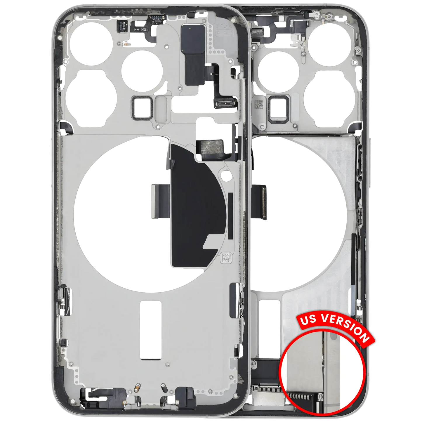 Mid-Frame Housing W/ Charging Port Flex & Small Parts For iPhone 15 Pro (US Version) (Pull) (White Titanium)