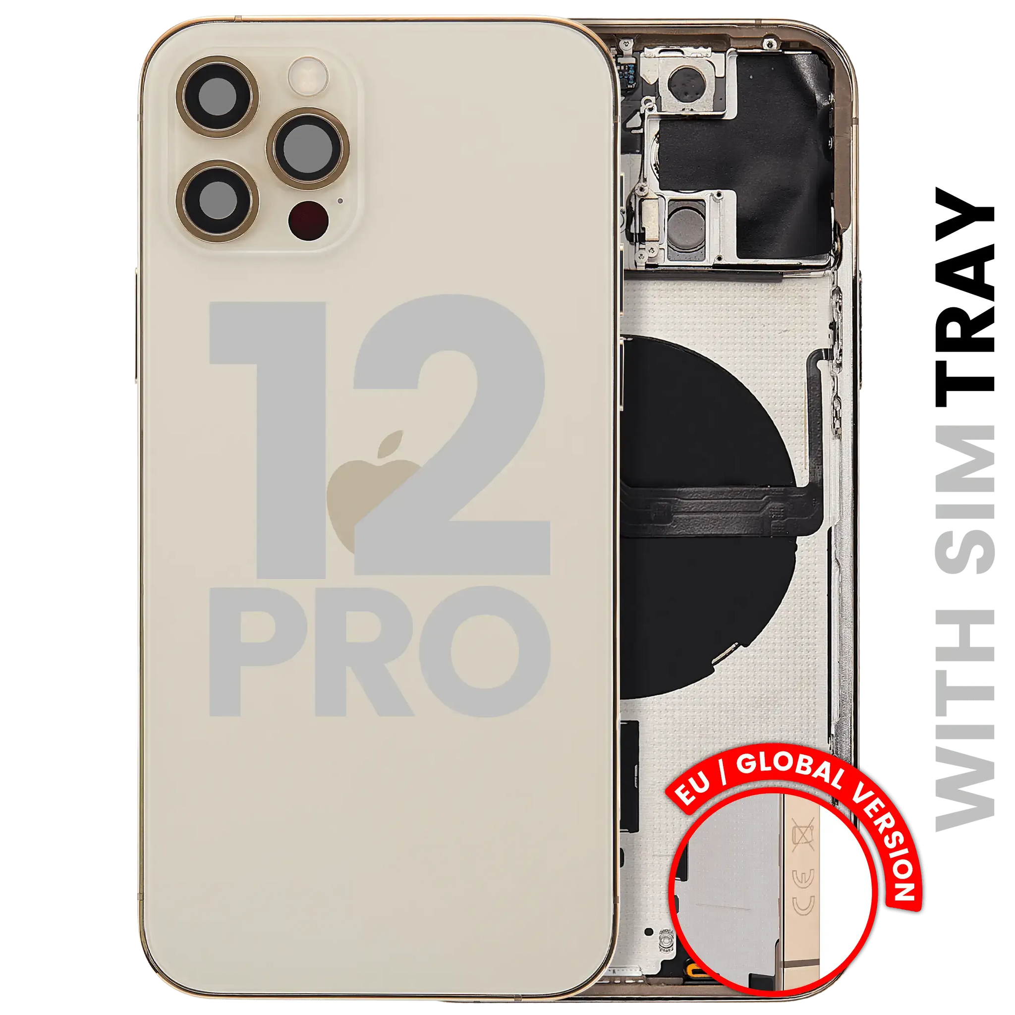 Back Housing W/ Small Parts For iPhone 12 Pro (EU / Global Version) (Pull) (Gold)