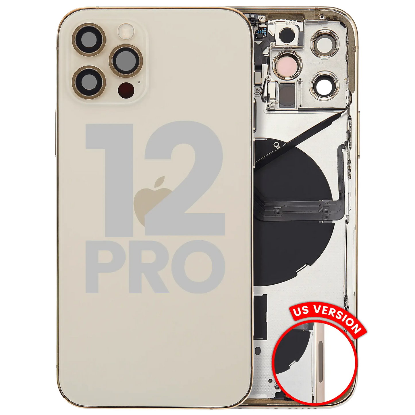 Back Housing W/ Small Parts For iPhone 12 Pro (US Version) (Used OEM) (Pull) (Gold)