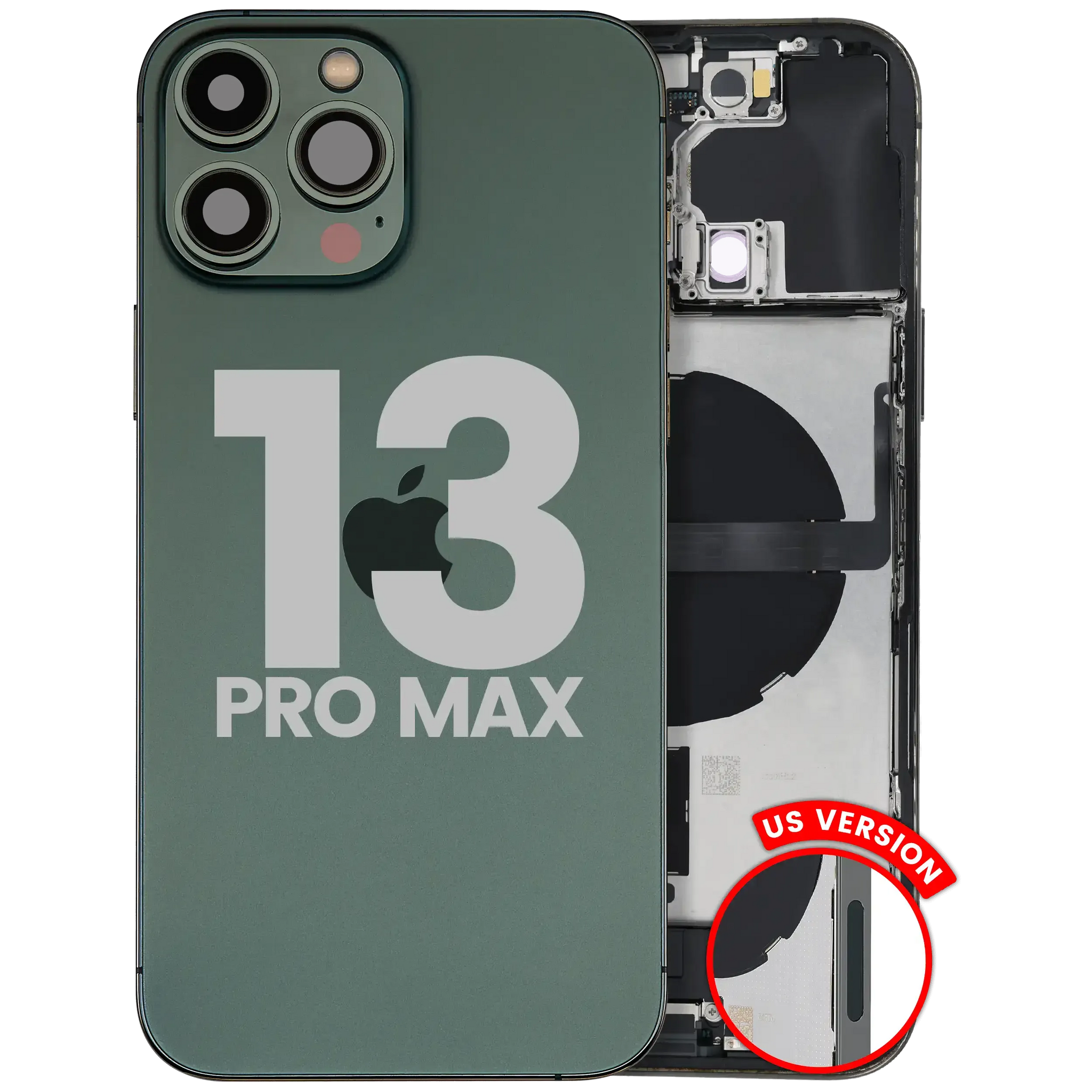 Back Housing W/ Charging Port Flex & Small Parts For iPhone 13 Pro Max (US Version) (Used OEM) (Pull (Alpine Green)