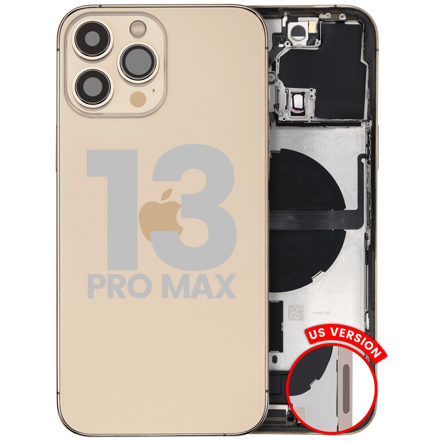 Back Housing W/ Charging Port Flex & Small Parts For iPhone 13 Pro Max (US Version) (Used OEM) (Pull) (Gold)