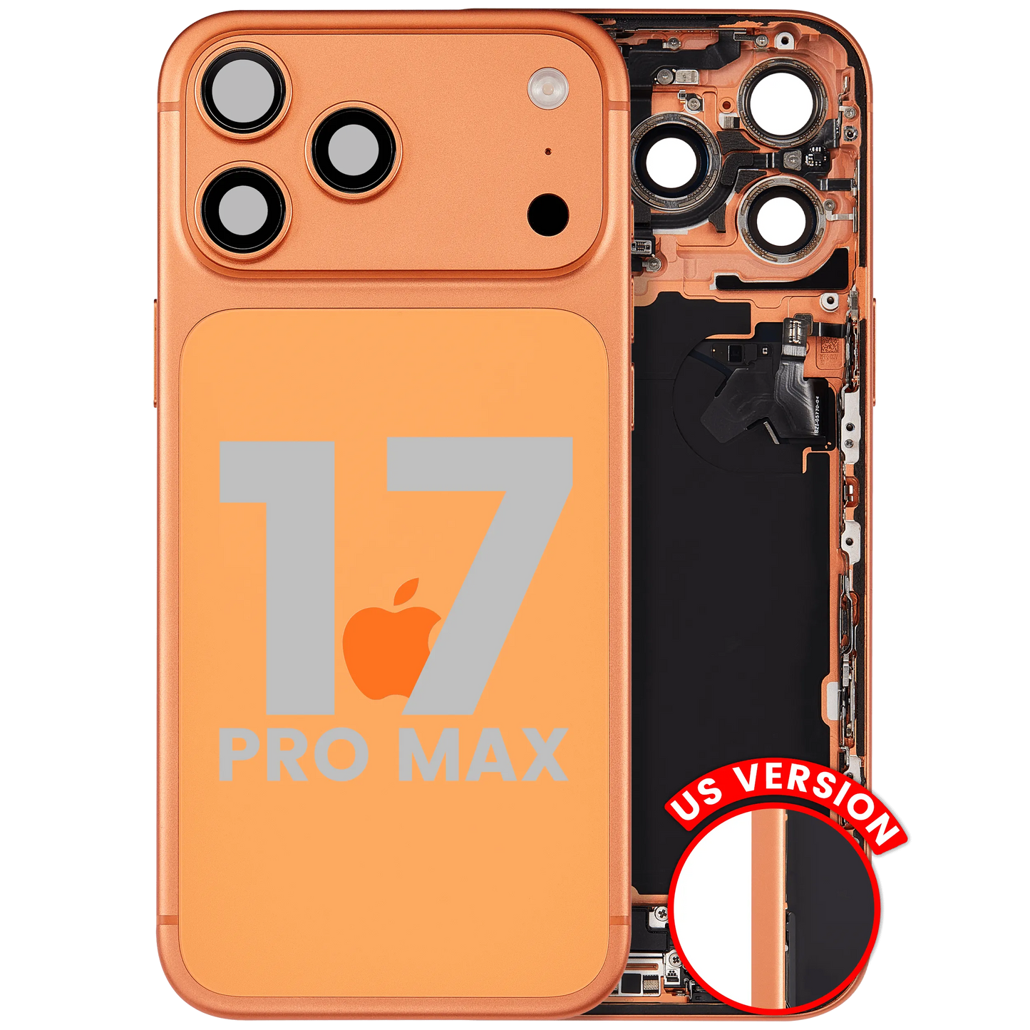 Back Housing W/ Charging Port Flex & Small Parts Compatible For iPhone 17 Pro Max (US Version) (Pull) (Cosmic Orange)
