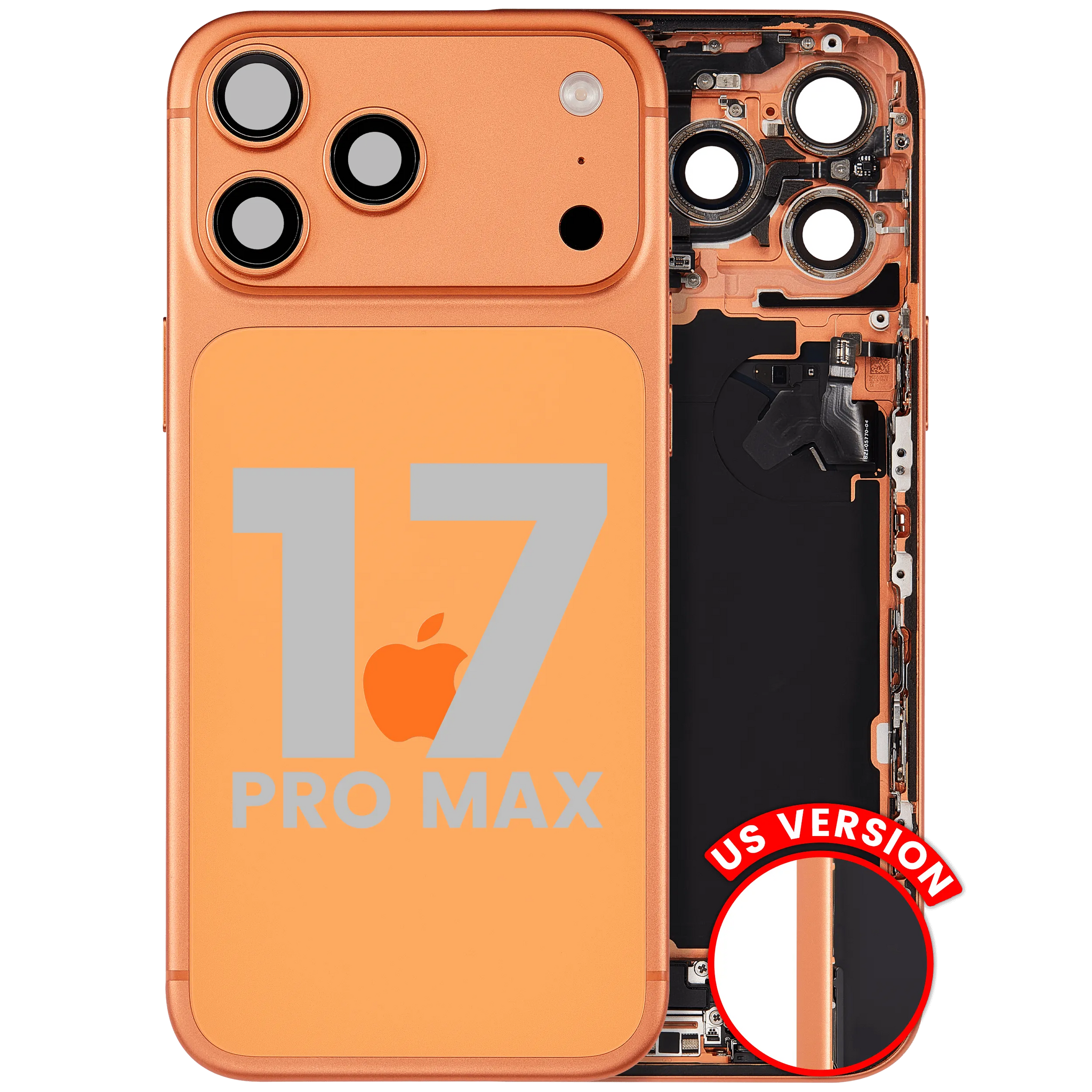 Back Housing W/ Charging Port Flex & Small Parts Compatible For iPhone 17 Pro Max (US Version) (Pull) (Cosmic Orange)