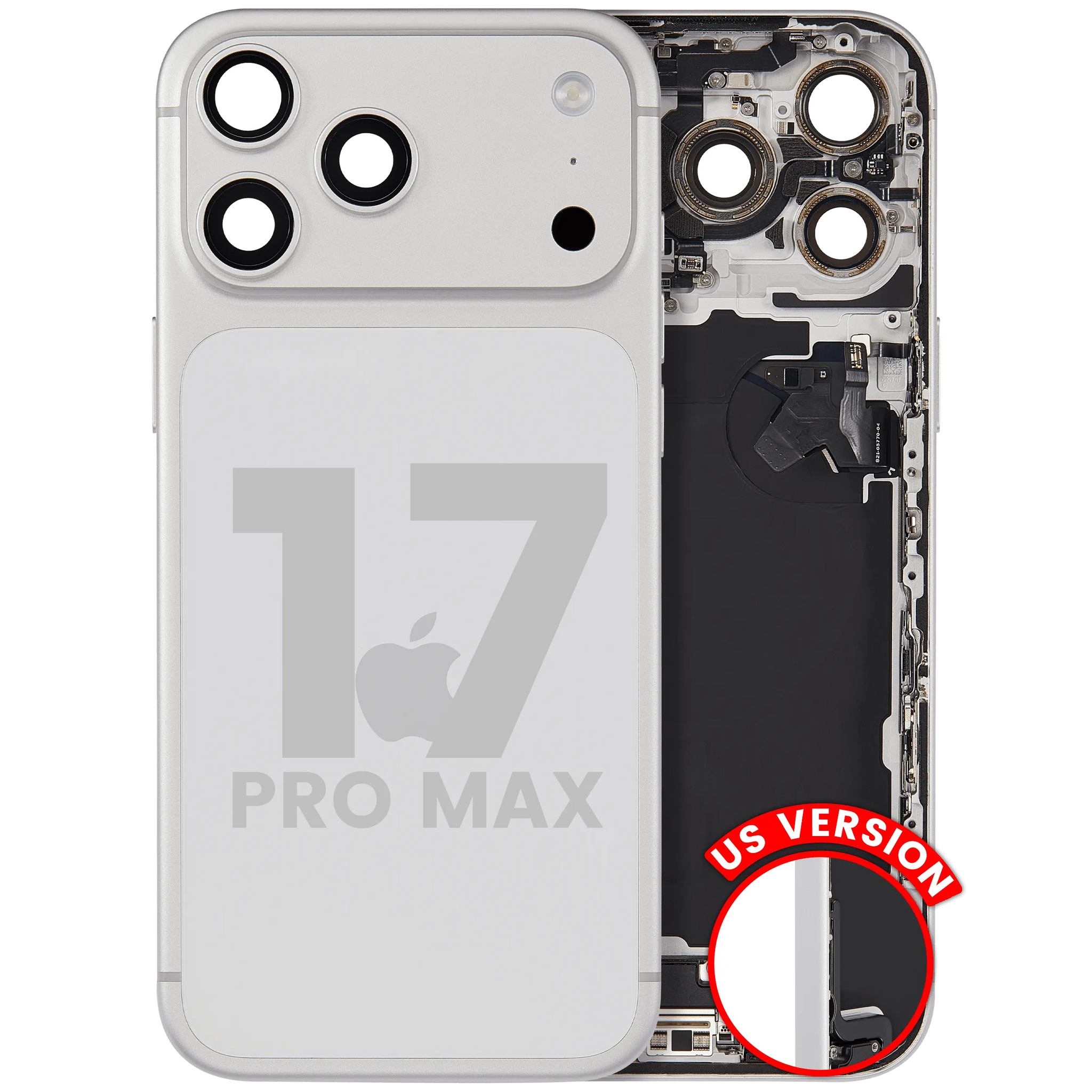 Back Housing W/ Charging Port Flex & Small Parts Compatible For iPhone 17 Pro Max (US Version) (Pull) (Silver)