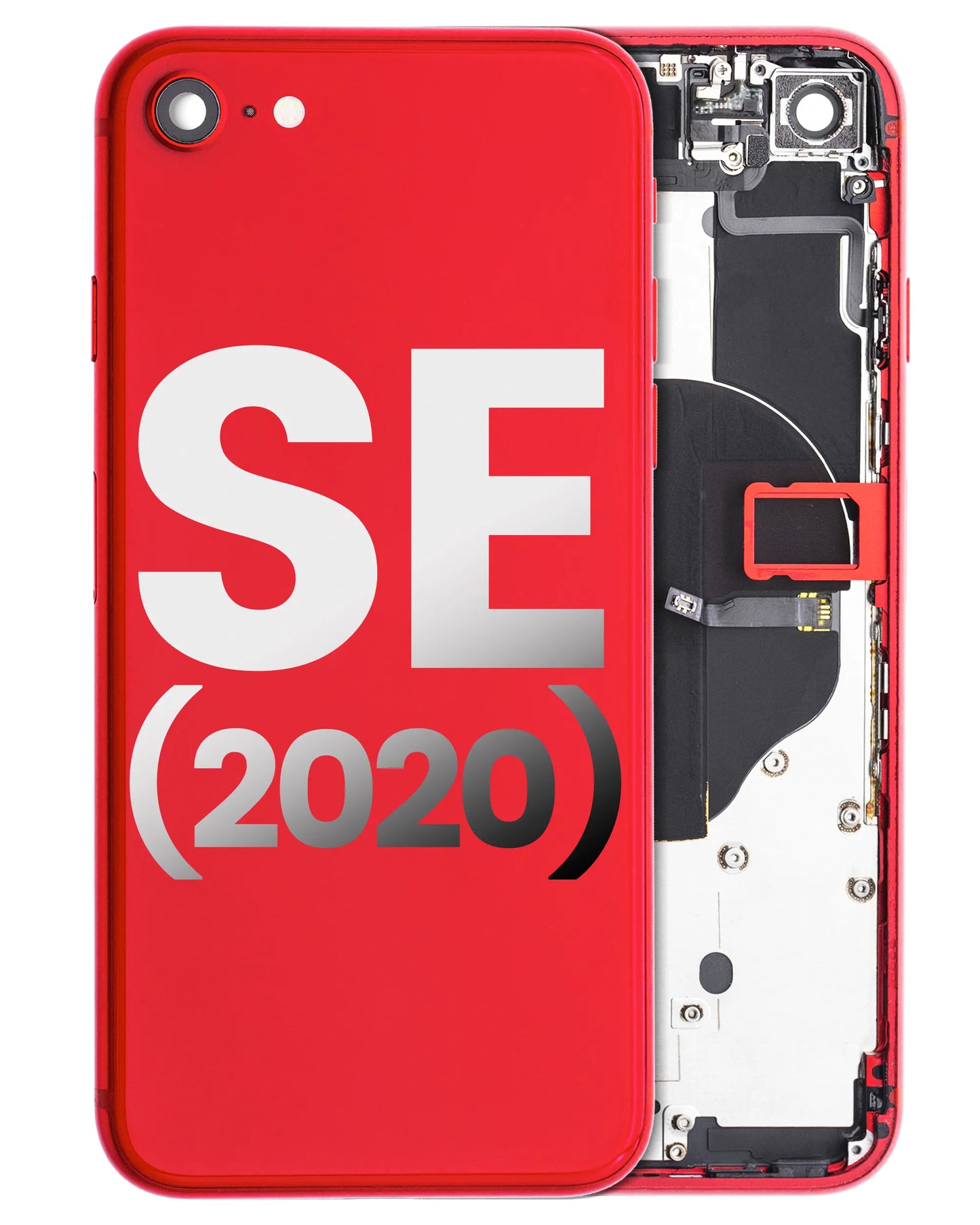 Back Housing W/ Small Components Pre-Installed For iPhone SE (2020) (Used OEM) (Pull) (Red)