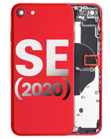 Back Housing W/ Small Components Pre-Installed For iPhone SE (2020) (Used OEM) (Pull) (Red)