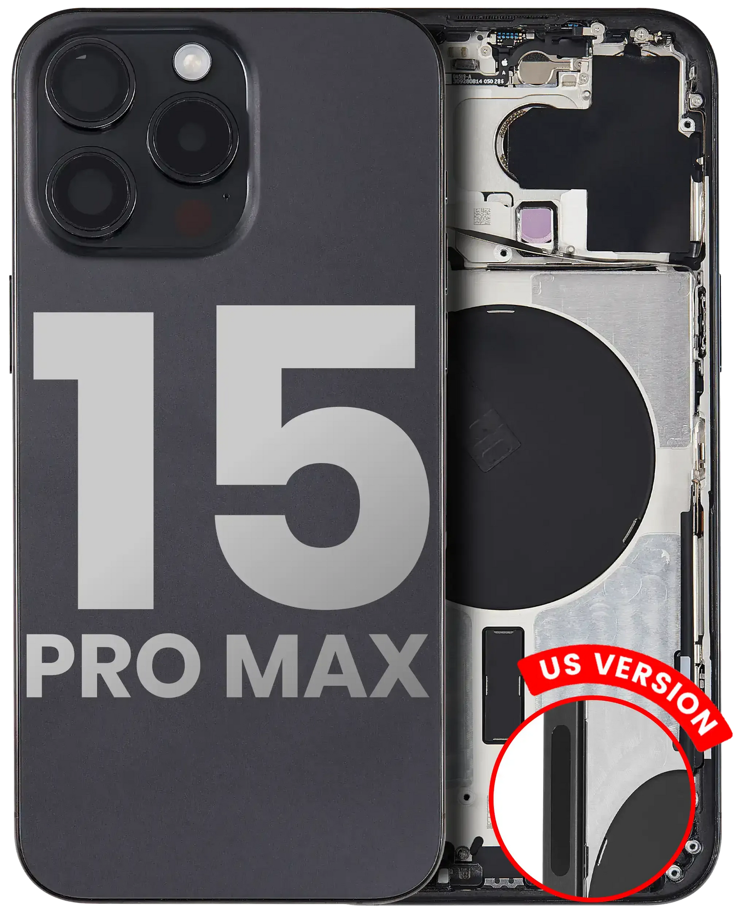 Back Housing W/ Small Parts For iPhone 15 Pro Max (US Version) (Pull) (Black Titanium)