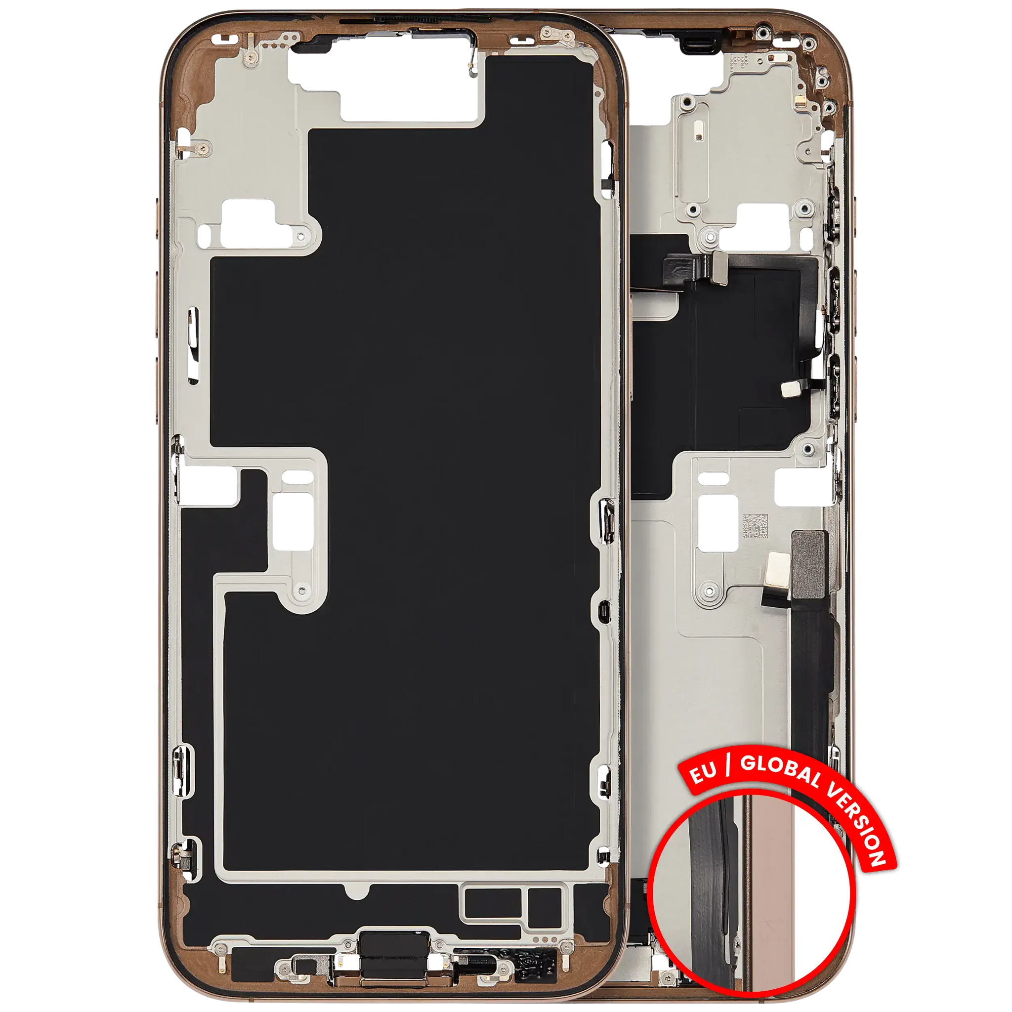 Mid-Frame Housing W/ Charging Port Flex & Small Parts For iPhone 16 Pro Max (EU / Global Version) (Pull) (Desert Titanium)