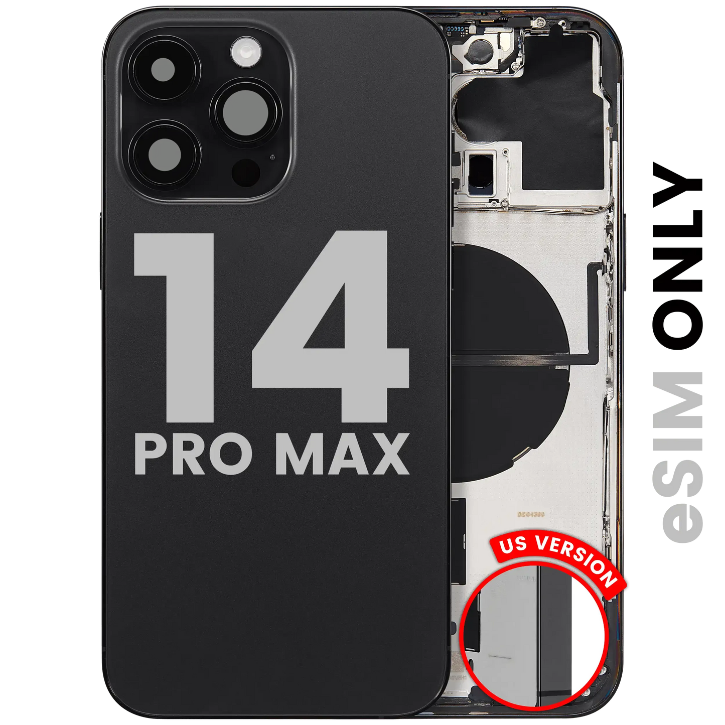 Back Housing W/ Small Parts For iPhone 14 Pro Max (US Version) (Pull) (Space Black)
