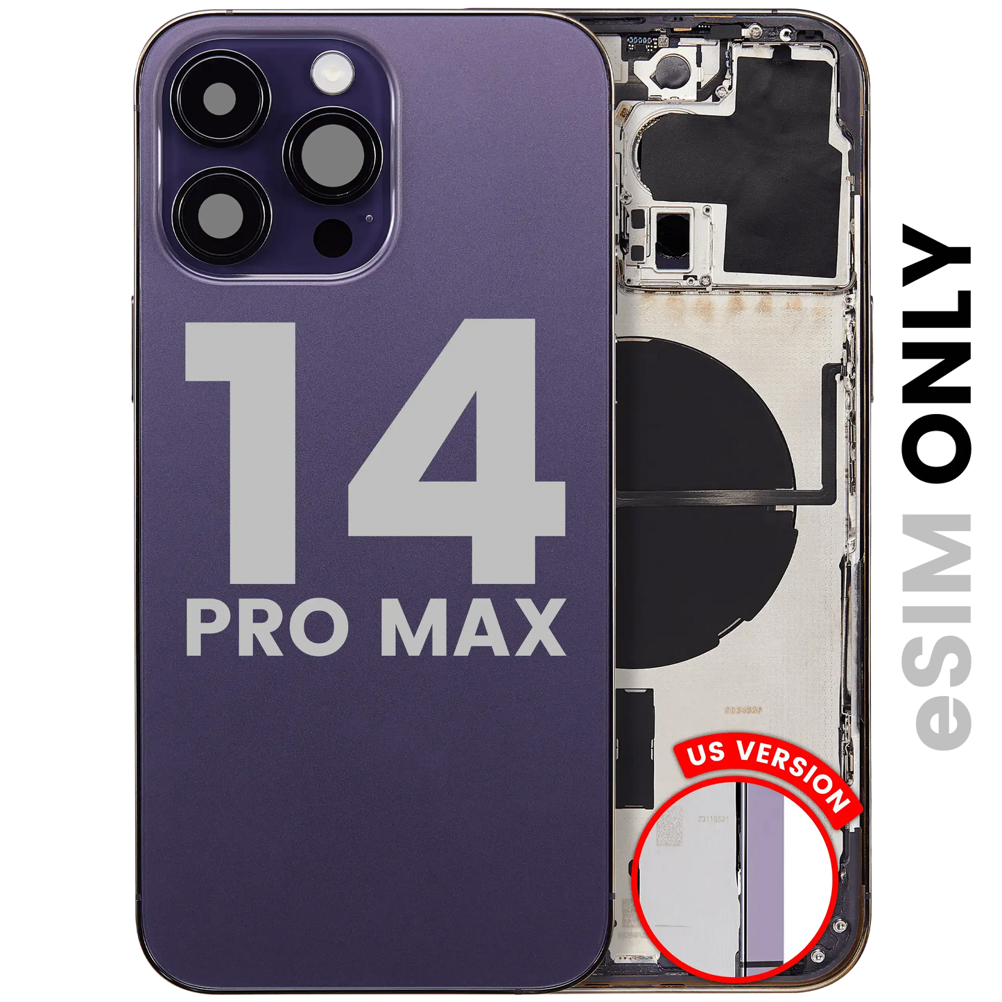 Back Housing W/ Small Parts For iPhone 14 Pro Max (US Version) (Pull) (Deep Purple)