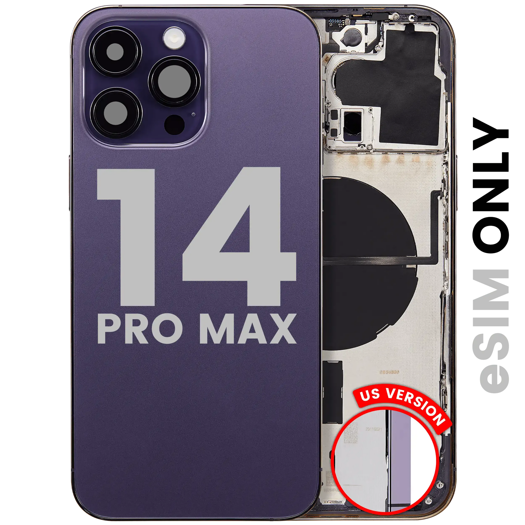 Back Housing W/ Small Parts For iPhone 14 Pro Max (US Version) (Pull) (Deep Purple)