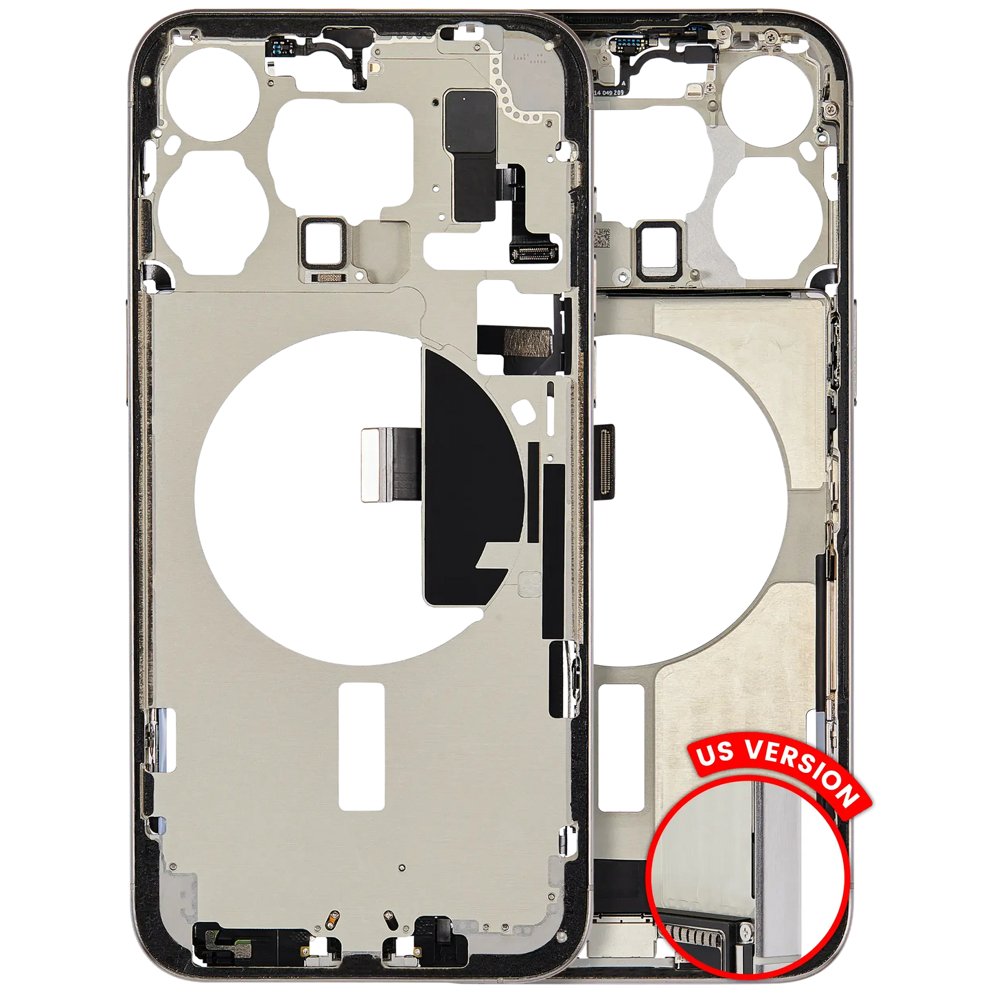 Mid-Frame Housing W/ Charging Port Flex & Small Parts For iPhone 15 Pro Max (US Version) (Pull) (White Titanium)