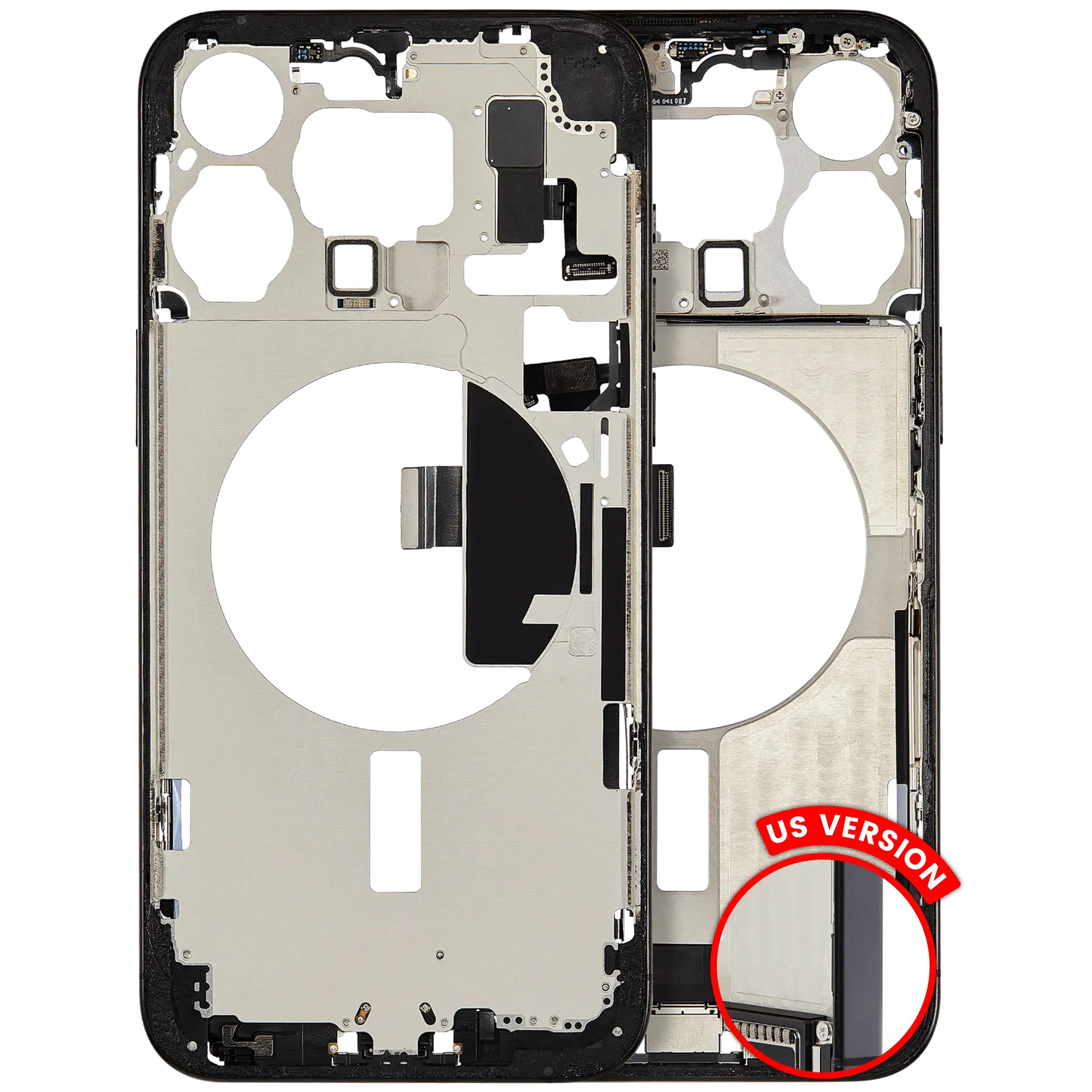 Mid-Frame Housing W/ Charging Port Flex & Small Parts For iPhone 15 Pro Max (US Version) (Pull) (Black Titanium)
