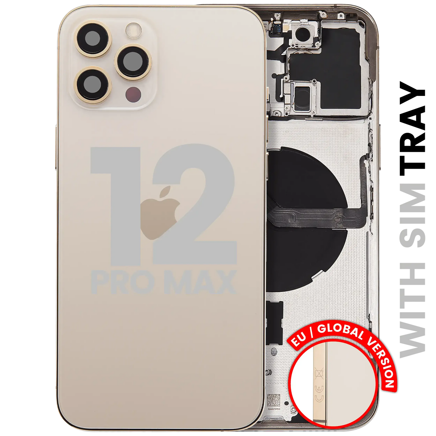 Back Housing W/ Small Parts For iPhone 12 Pro Max (EU / Global Version) (Pull) (Gold)