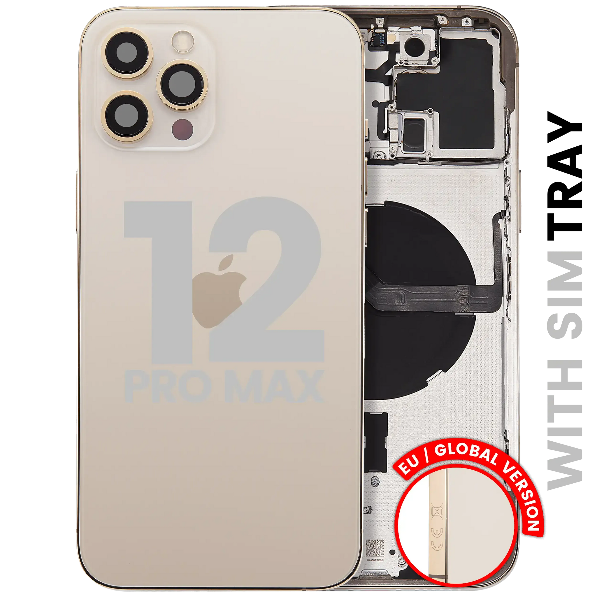 Back Housing W/ Small Parts For iPhone 12 Pro Max (EU / Global Version) (Pull) (Gold)