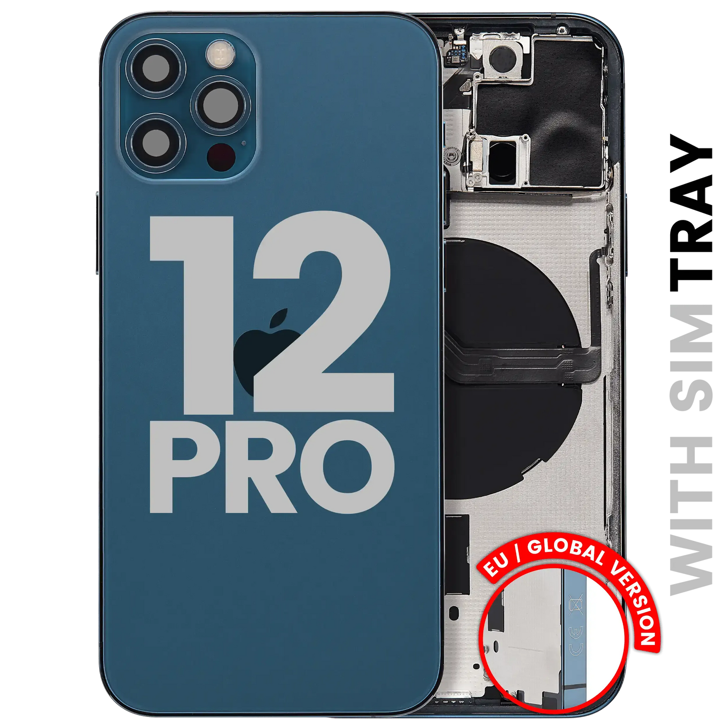 Back Housing W/ Small Parts For iPhone 12 Pro (EU / Global Version) (Pull) (Pacific Blue)