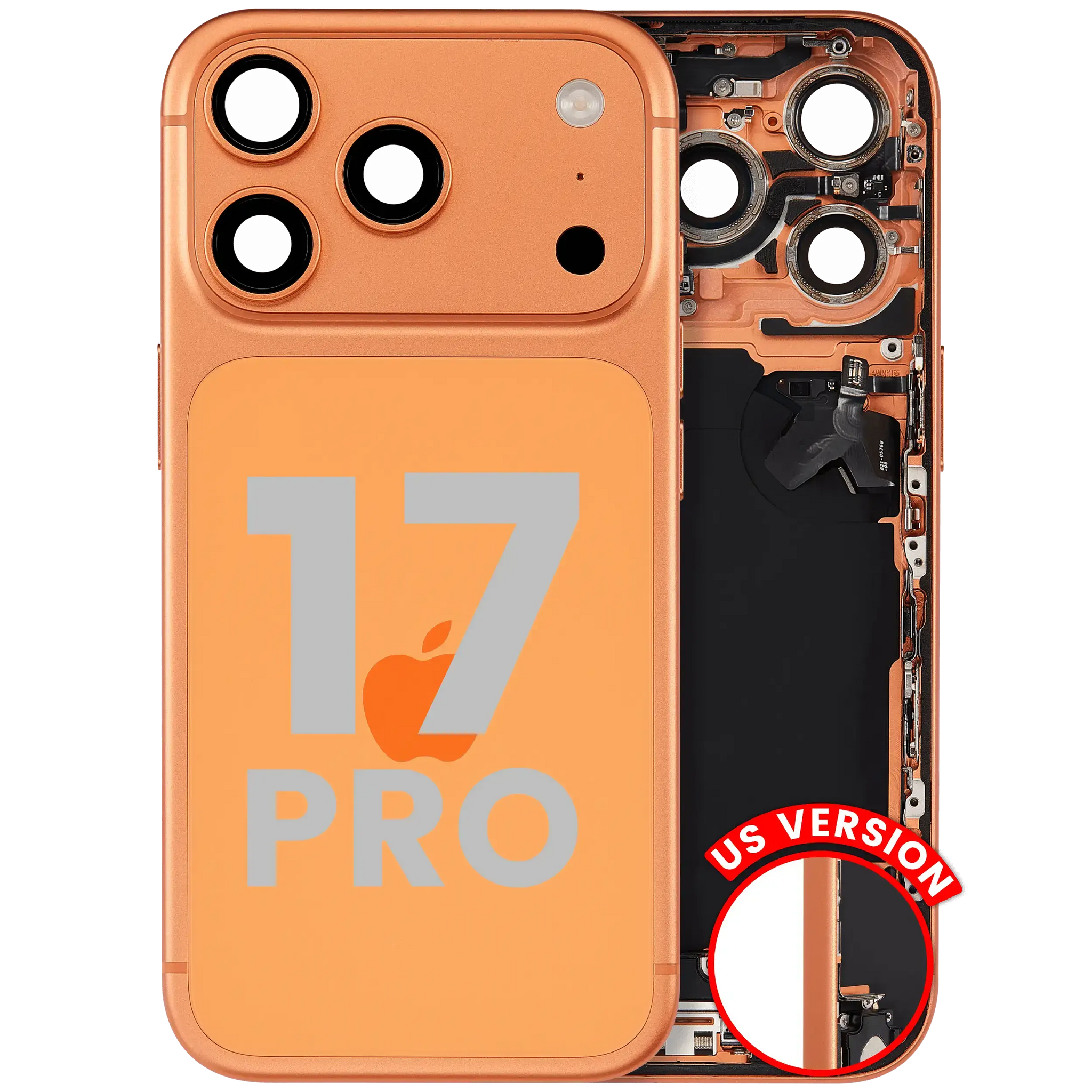 Back Housing W/ Charging Port Flex & Small Parts Compatible For iPhone 17 Pro (US Version) (Pull) (Cosmic Orange)