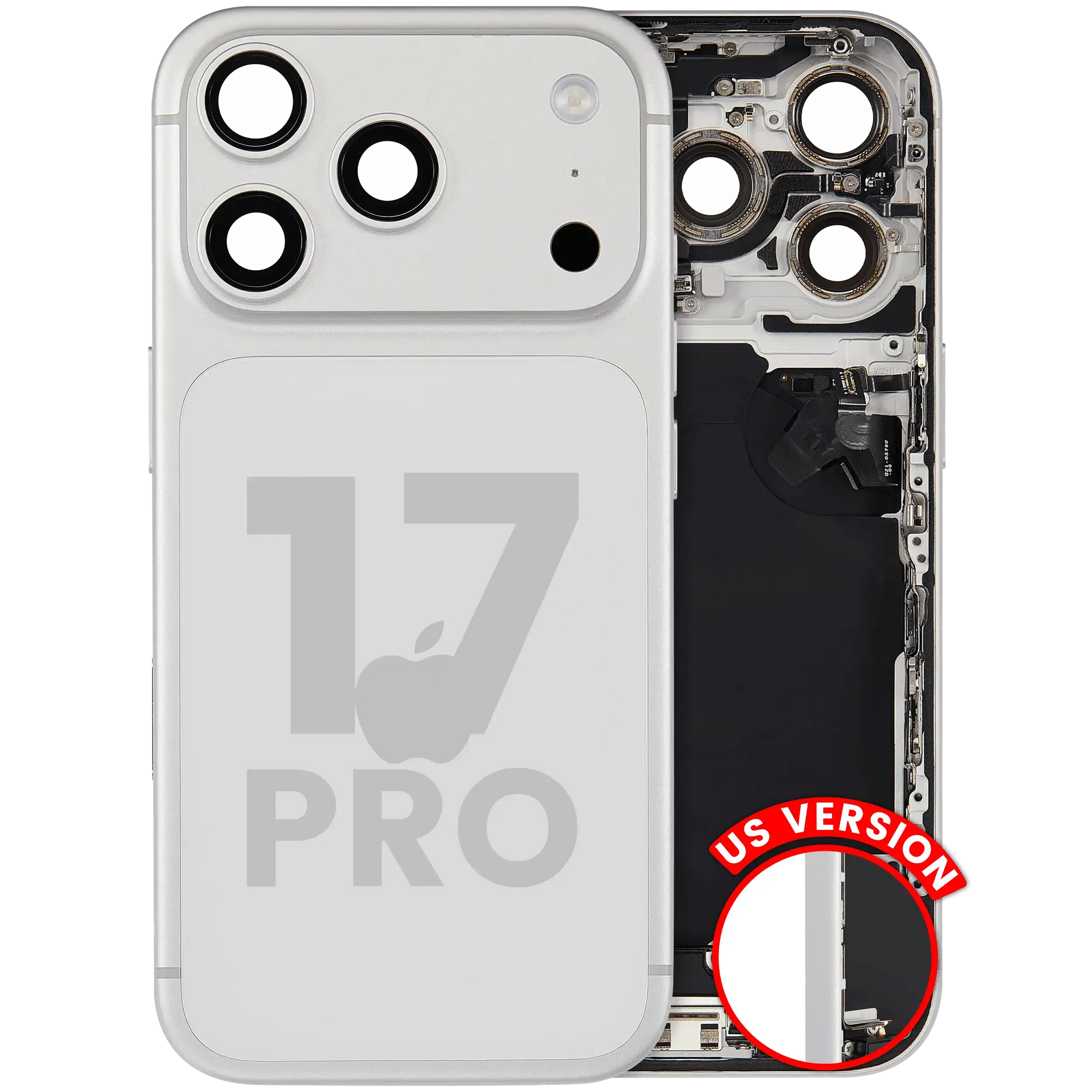 Back Housing W/ Charging Port Flex & Small Parts Compatible For iPhone 17 Pro (US Version) (Pull) (Silver)
