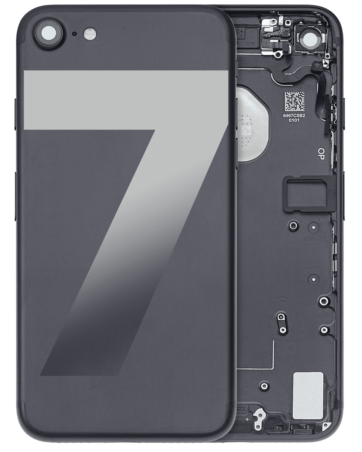 Back Housing W/ Small Components Pre-Installed For iPhone 7 (Pull) (Matte Black)