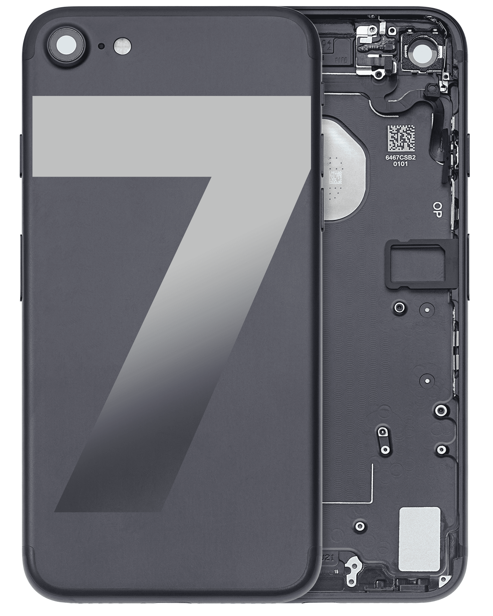 Back Housing W/ Small Components Pre-Installed For iPhone 7 (Pull) (Matte Black)