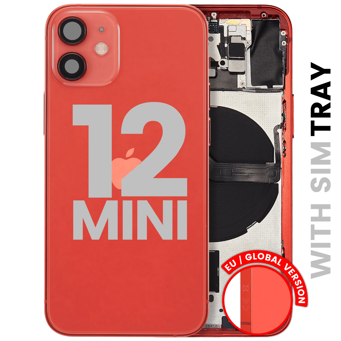Back Housing W/ Small Parts For iPhone 12 Mini (EU / Global Version) (Pull) (Red)
