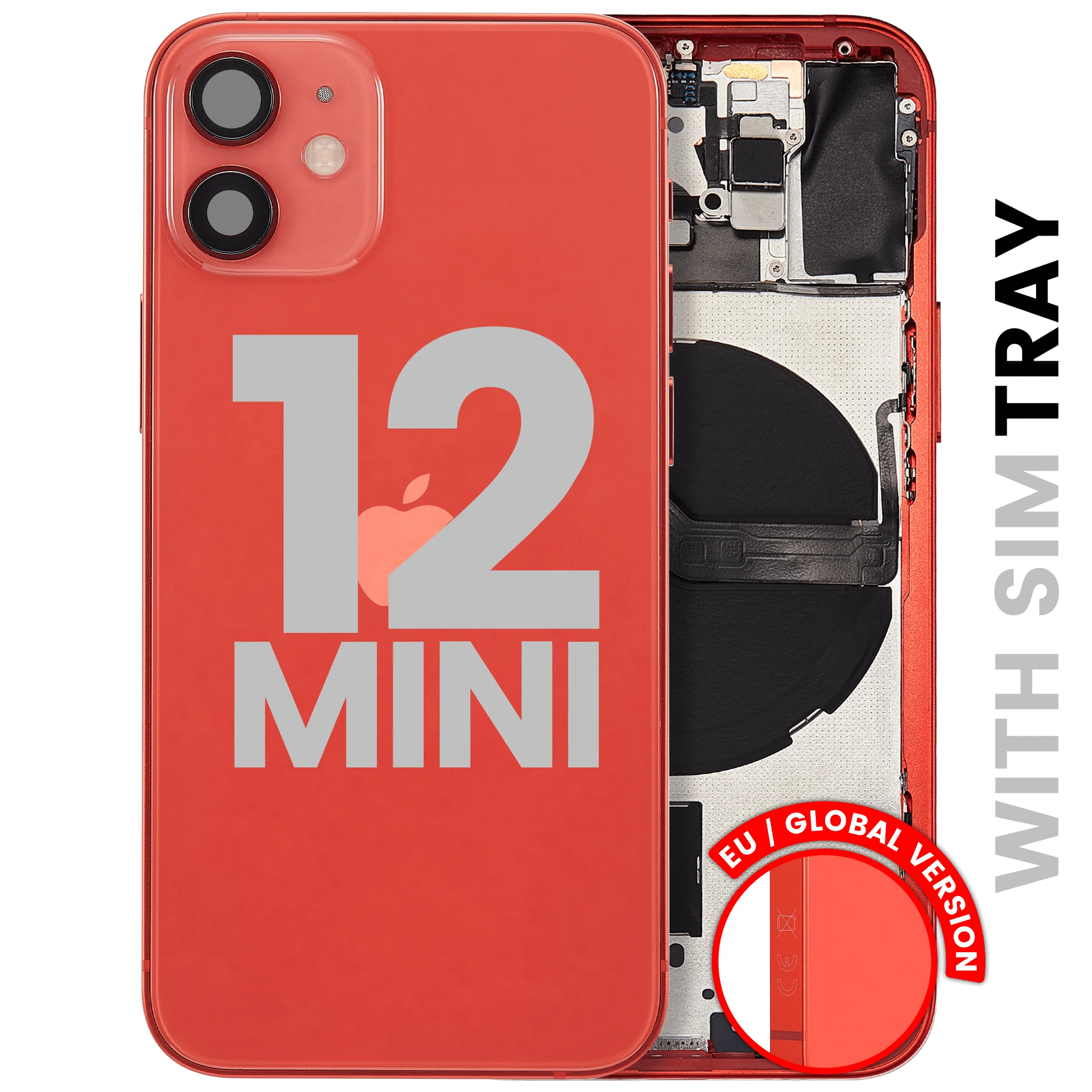 Back Housing W/ Small Parts For iPhone 12 Mini (EU / Global Version) (Pull) (Red)
