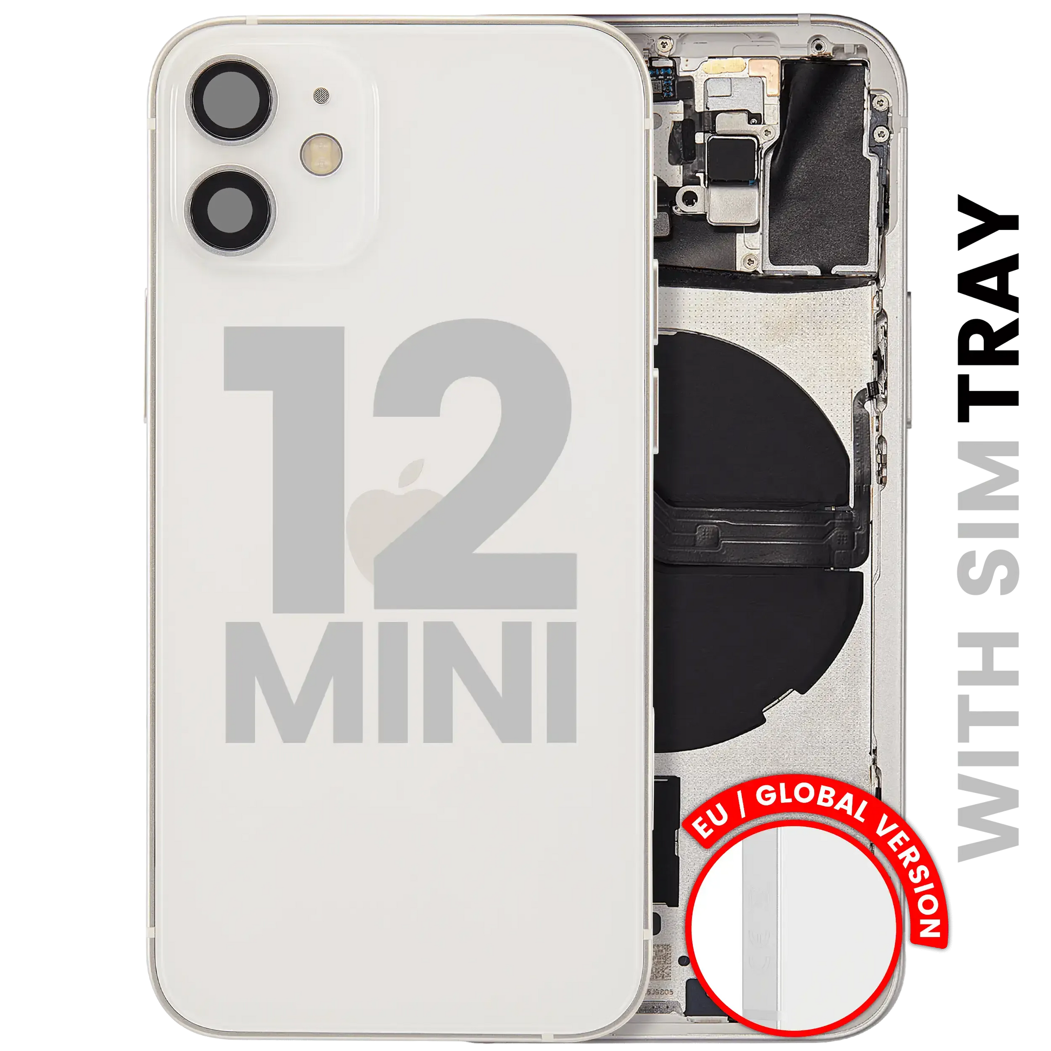 Back Housing W/ Small Parts For iPhone 12 Mini (EU / Global Version) (Pull) (White)