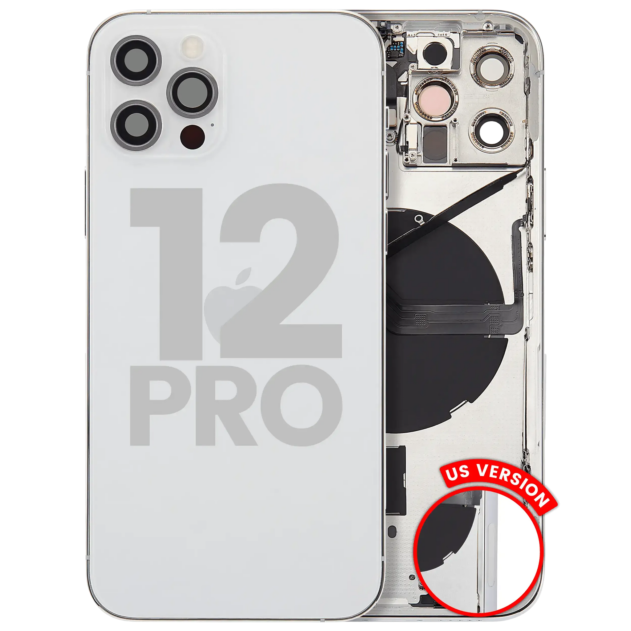 Back Housing W/ Small Parts For iPhone 12 Pro (US Version) (Used OEM) (Pull) (Silver)