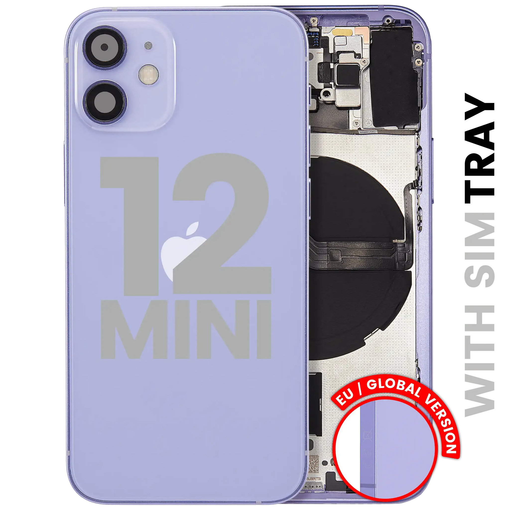 Back Housing W/ Small Parts For iPhone 12 Mini (EU / Global Version) (Pull) (Purple)