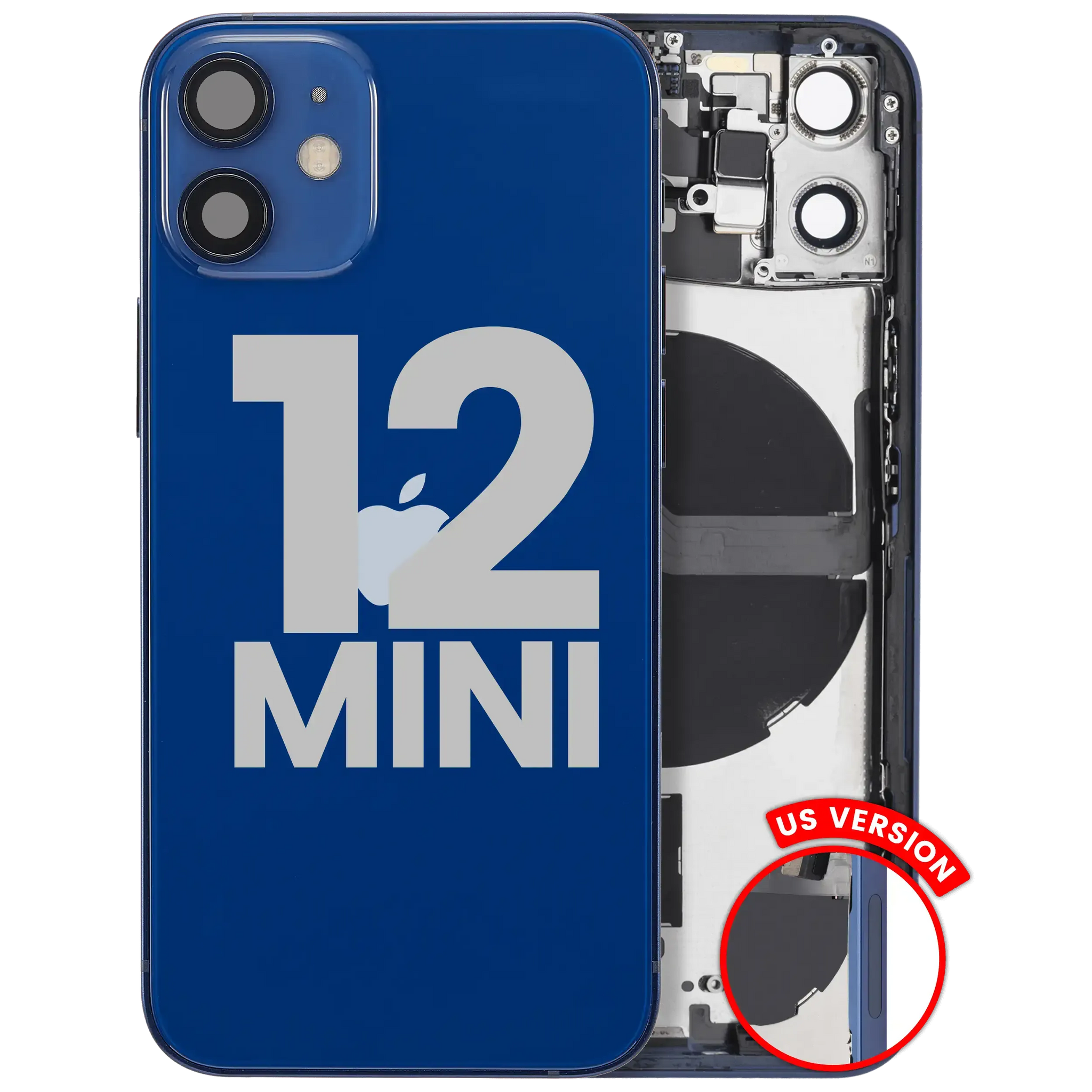 Back Housing W/ Small Parts For iPhone 12 Mini (US Version) (Pull) (Blue)