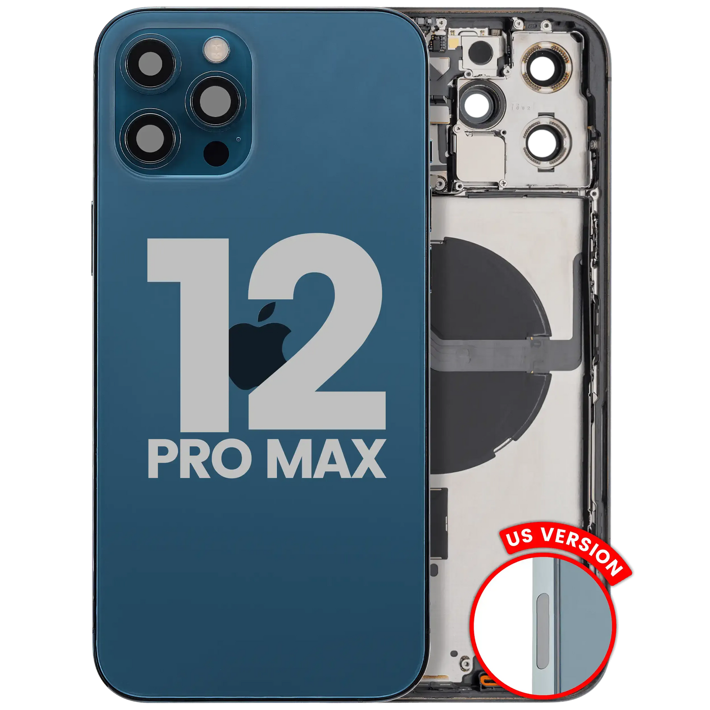 Back Housing W/ Small Parts For iPhone 12 Pro Max (US Version) (Pull) (Pacific Blue)